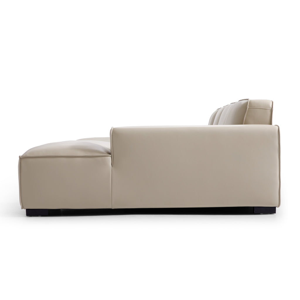 Domus Modular Black Leather Double Chaise Sectional