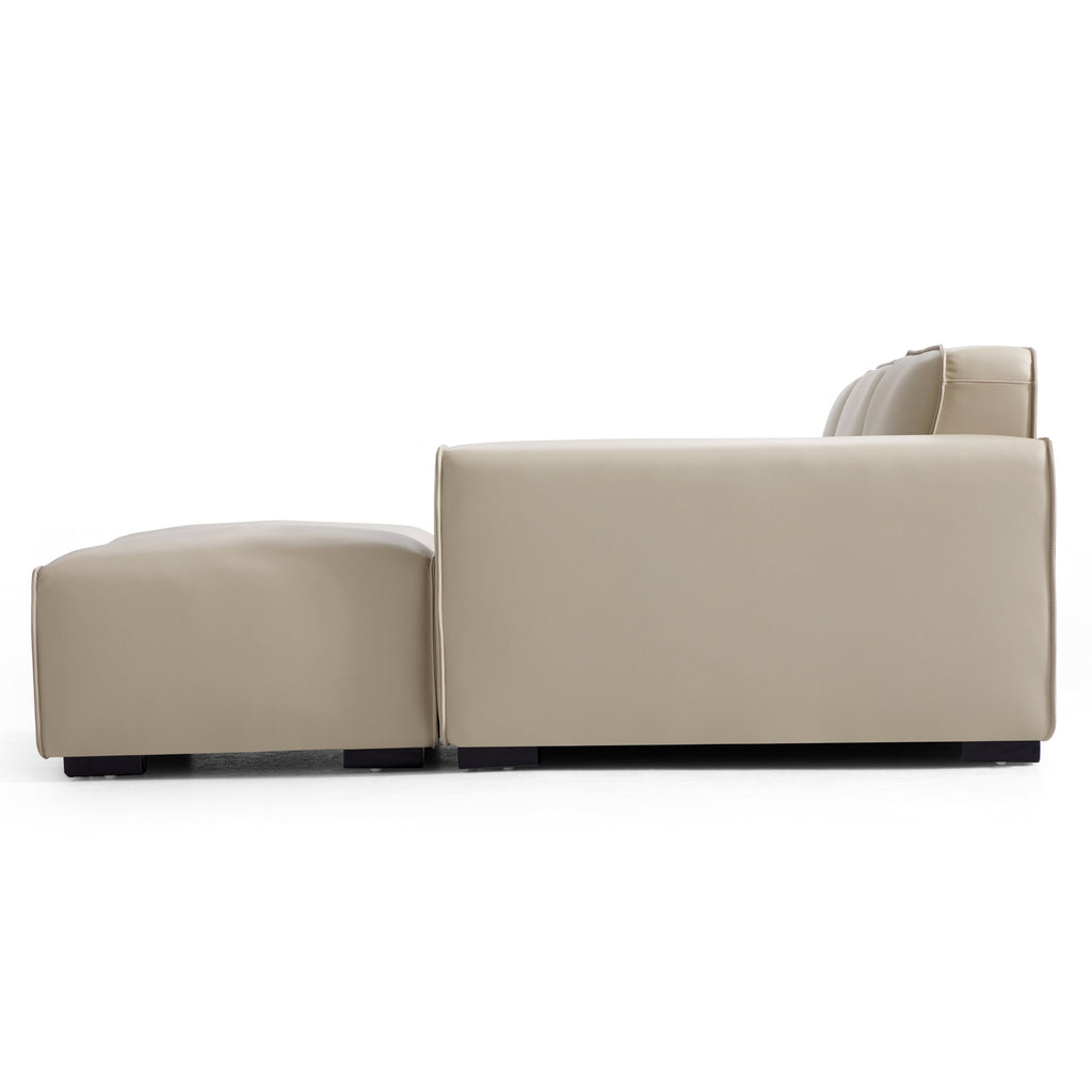 Domus Modular Beige Leather Sofa and Ottoman