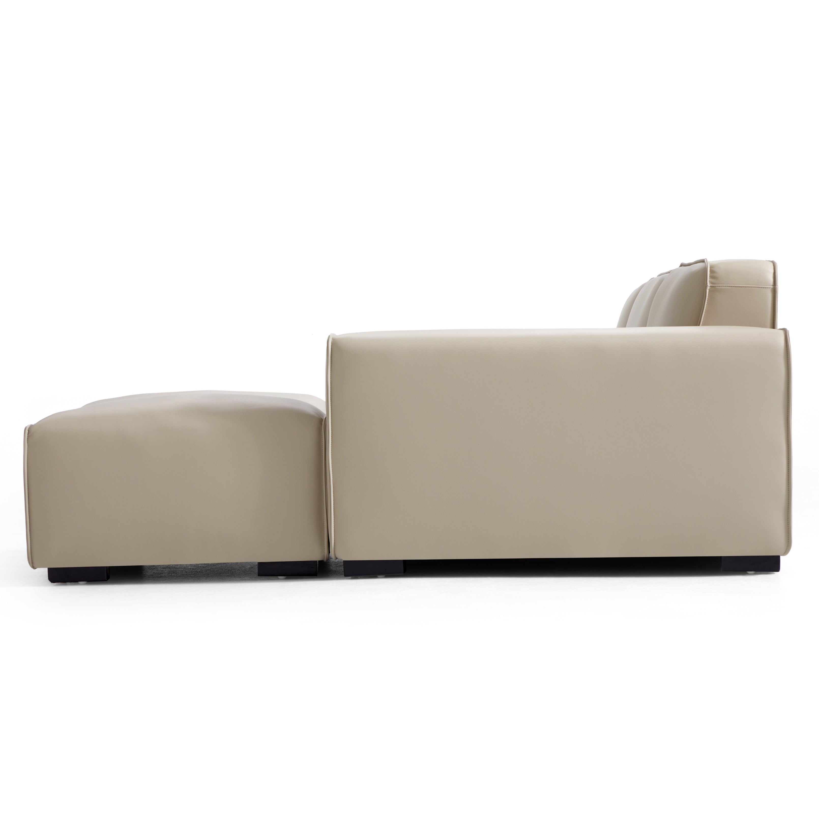 Domus Modular Beige Leather Sofa and Ottoman