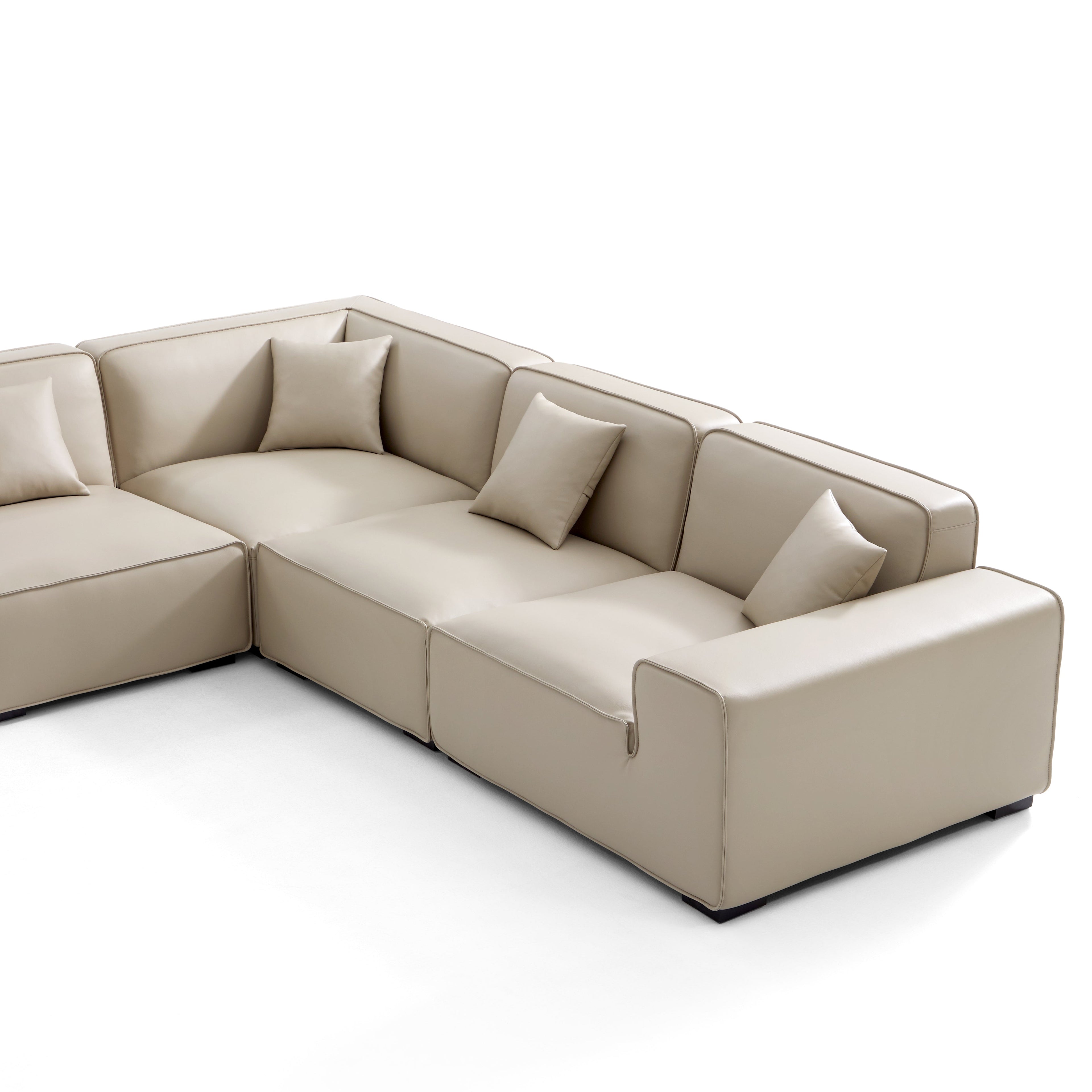 Domus Modular Black Leather U-Shaped Sectional