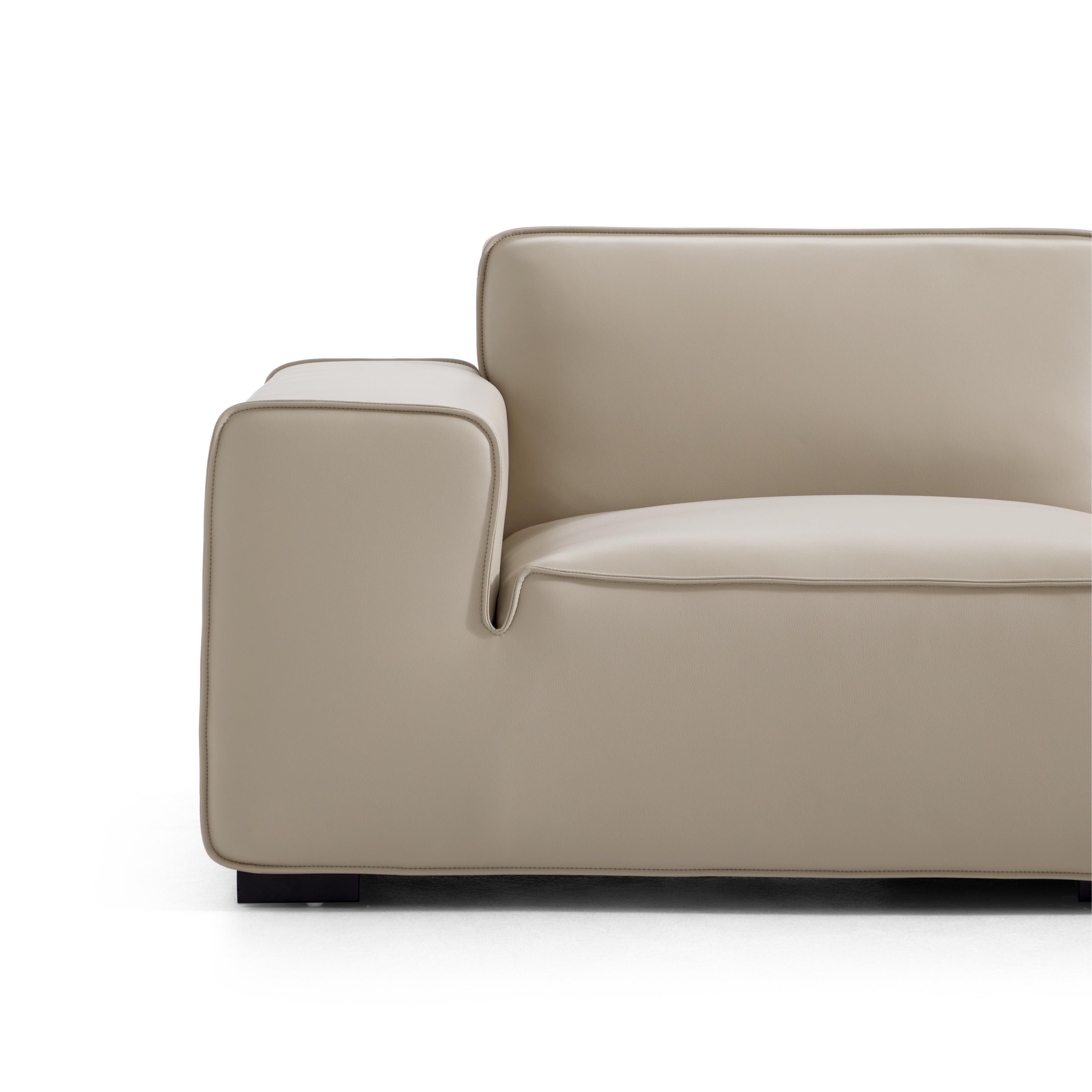 Domus Modular Beige Leather L-Shaped Sectional