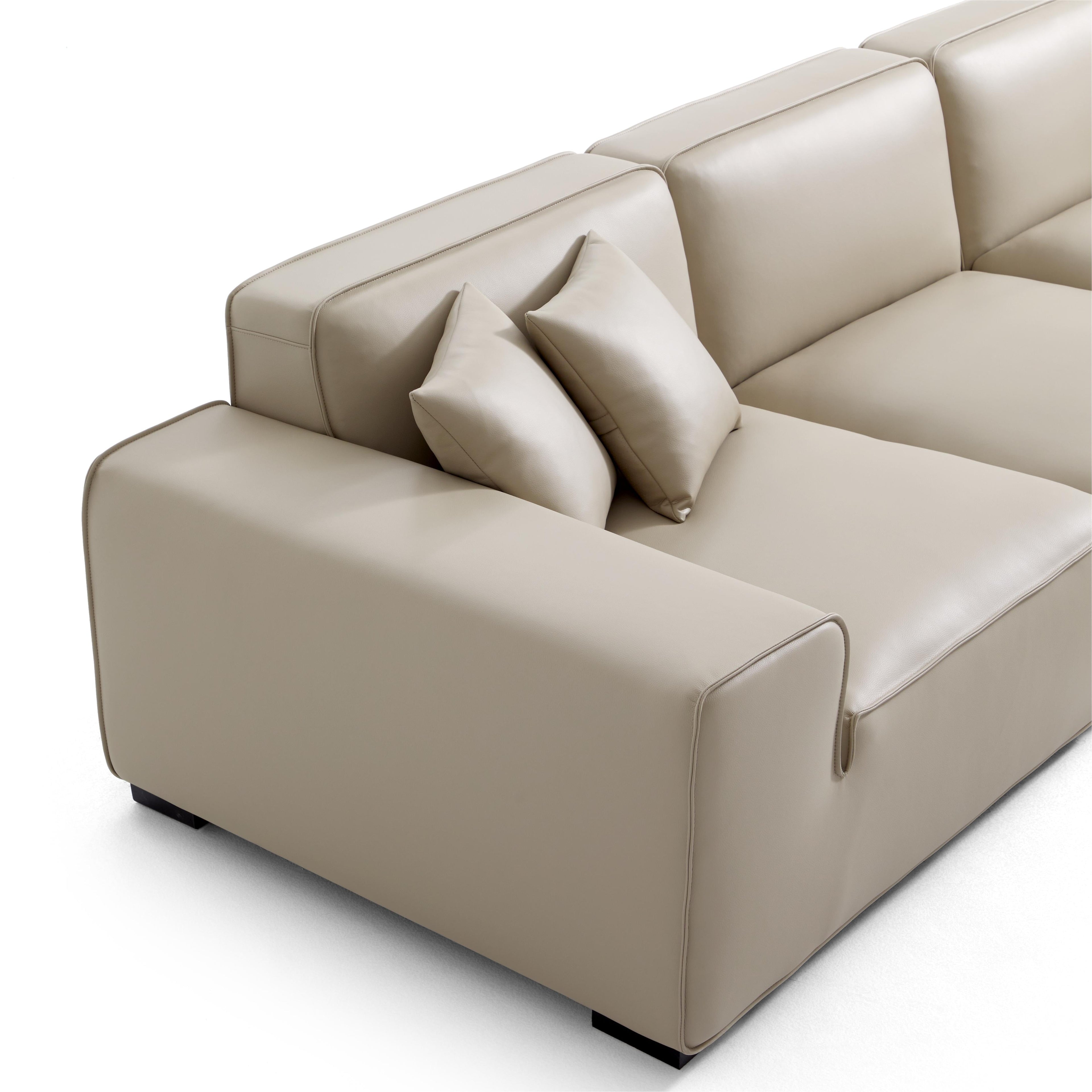 Domus Modular Beige Leather Double Chaise Sectional