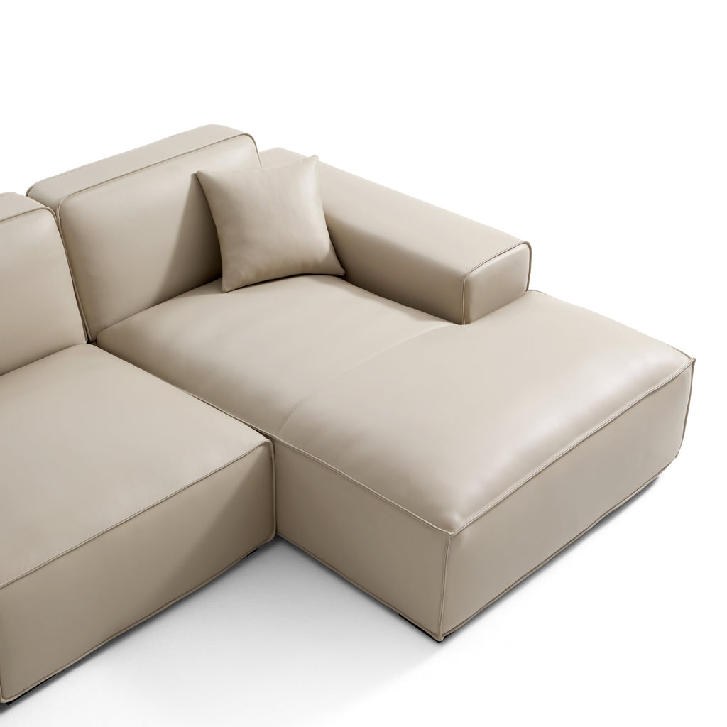 Domus Modular Black Leather U-Shaped Sectional