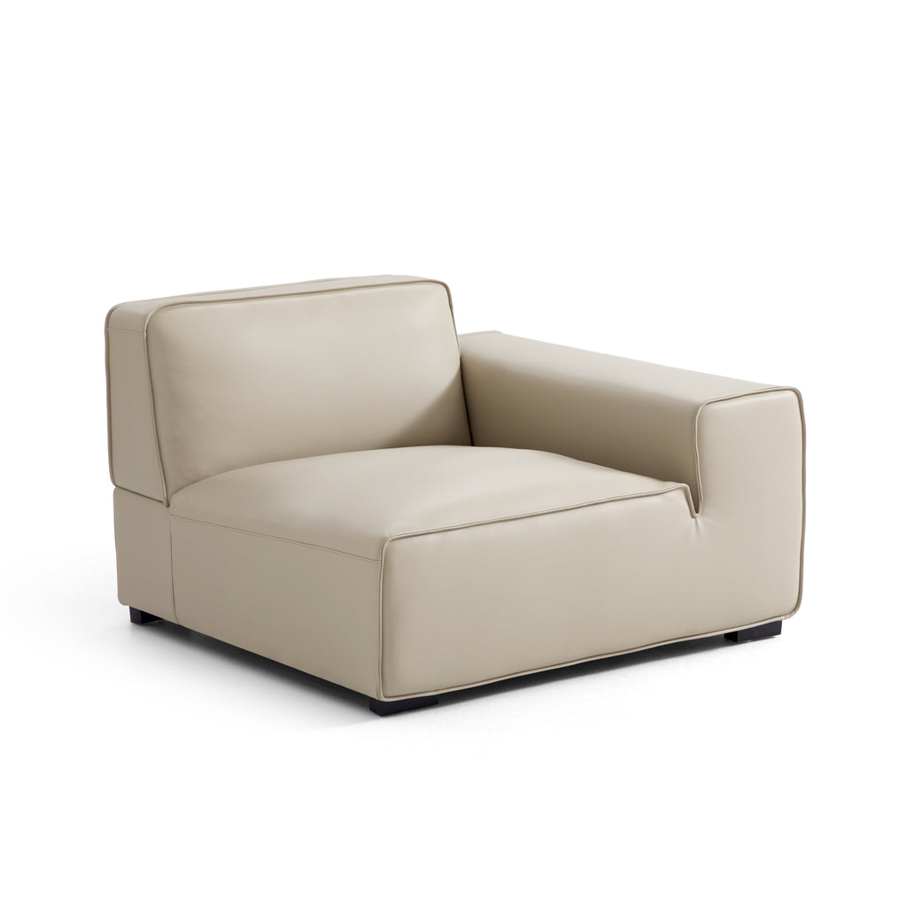 Domus Modular Beige Leather Sofa and Ottoman