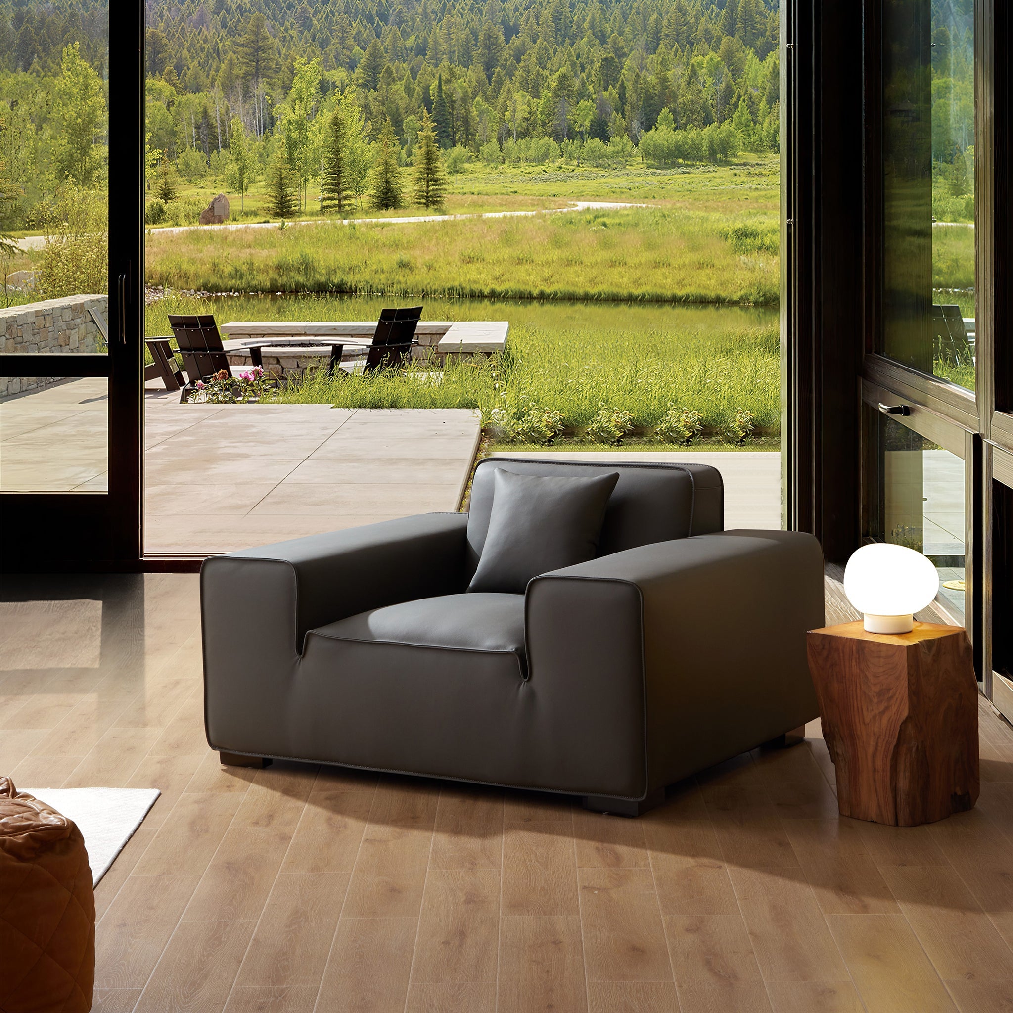 Domus Modular Dark Gray Leather Armchair