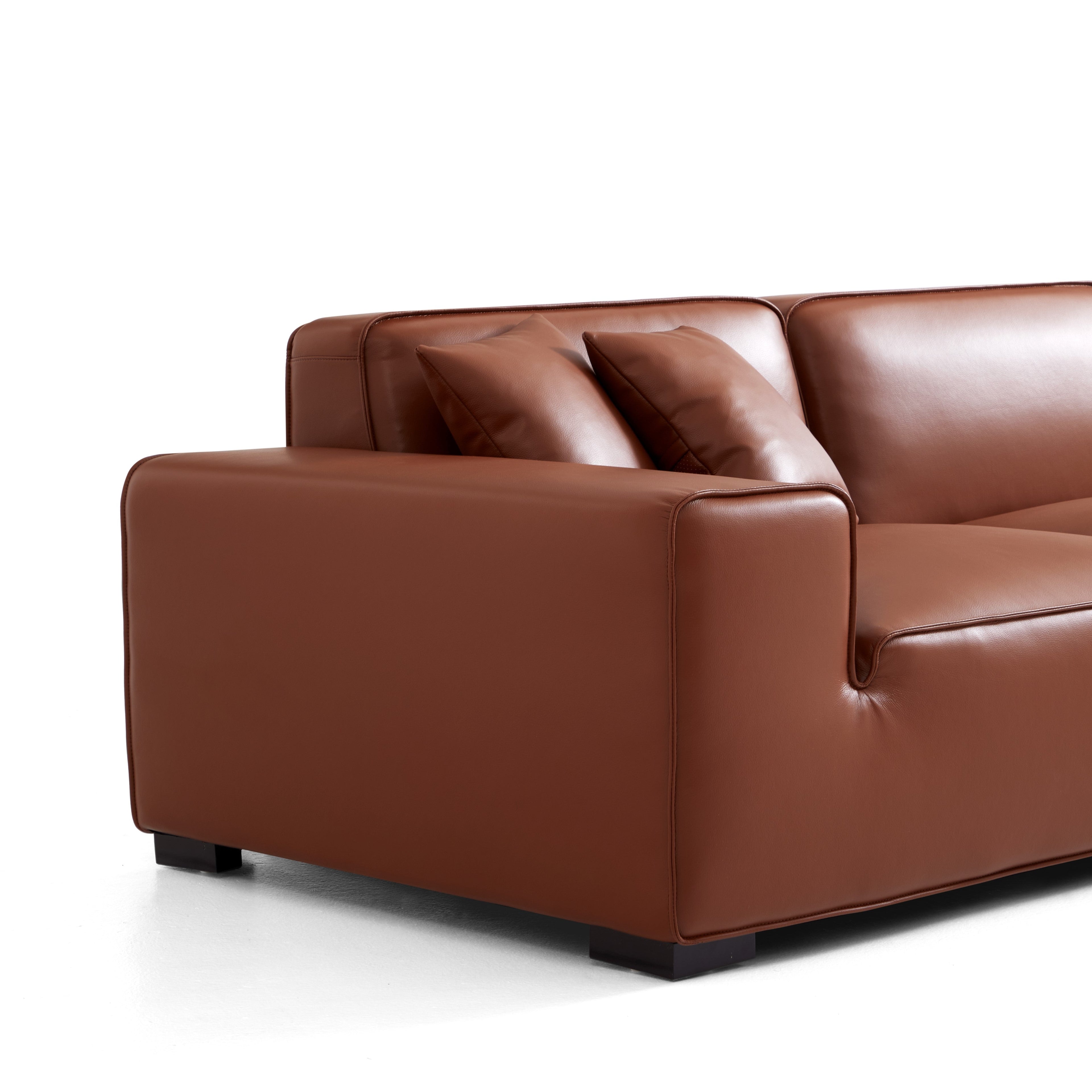 Domus Modular Black Leather L-Shaped Sectional
