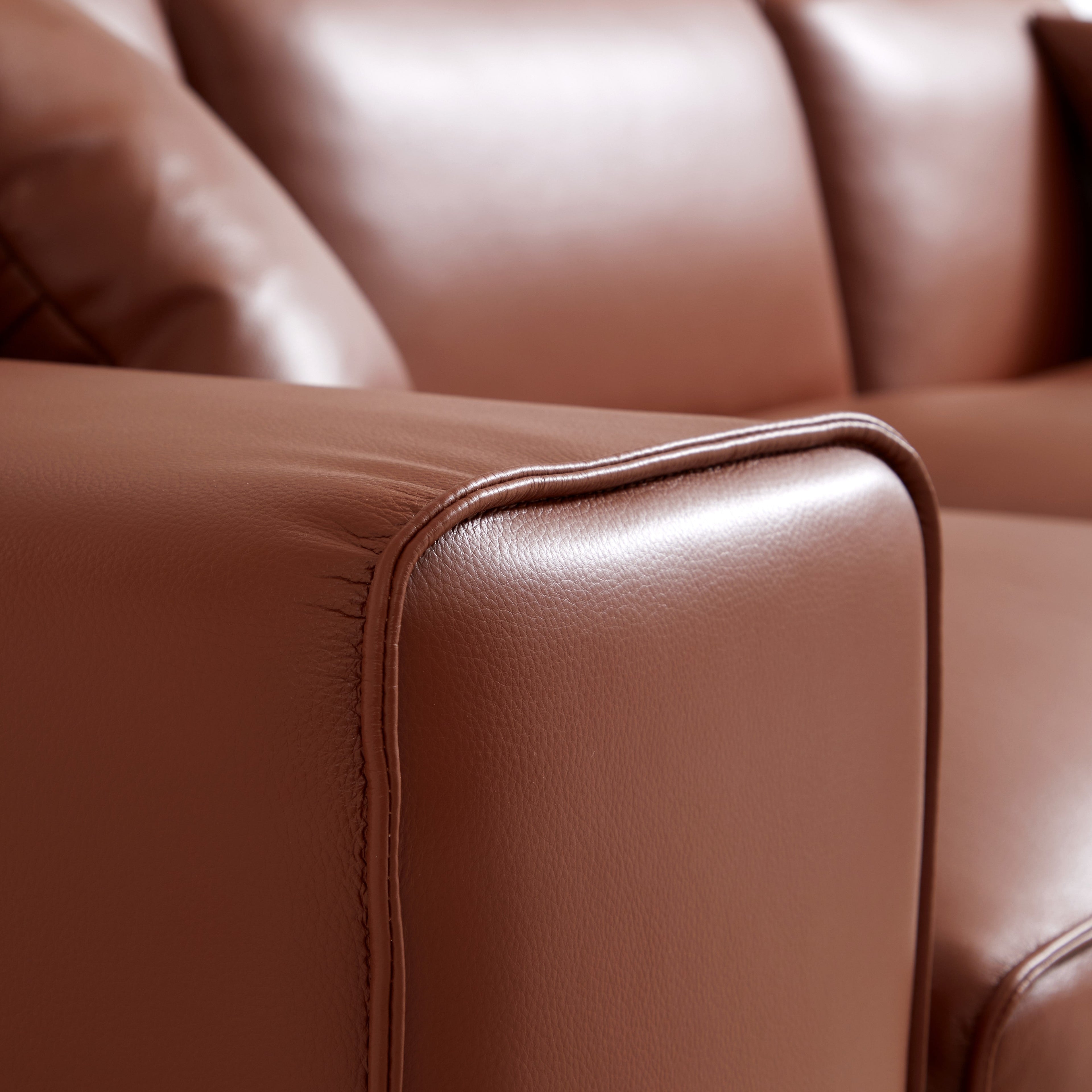 Domus Modular Beige Leather L-Shaped Sectional