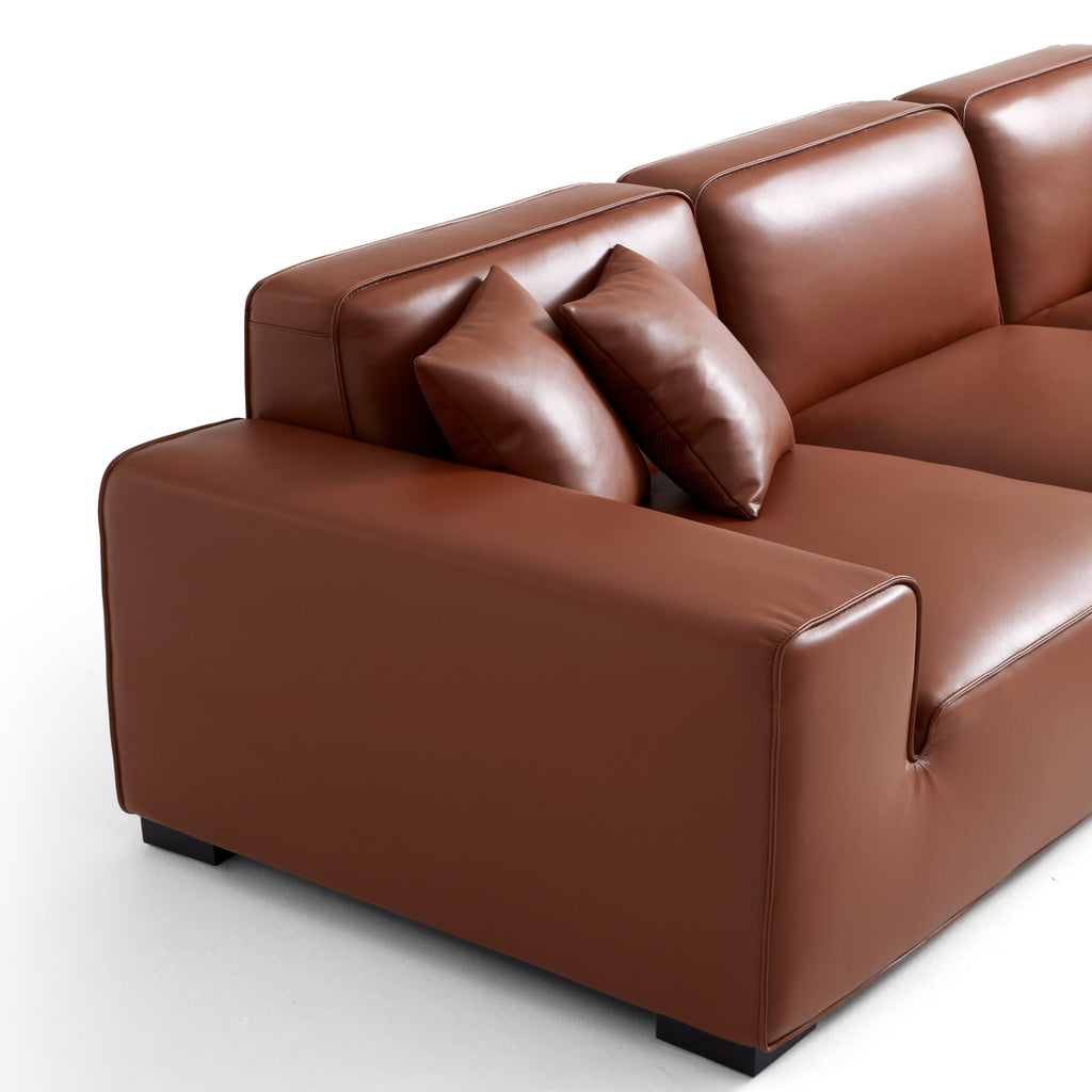 Domus Modular Brown Leather L-Shaped Sectional