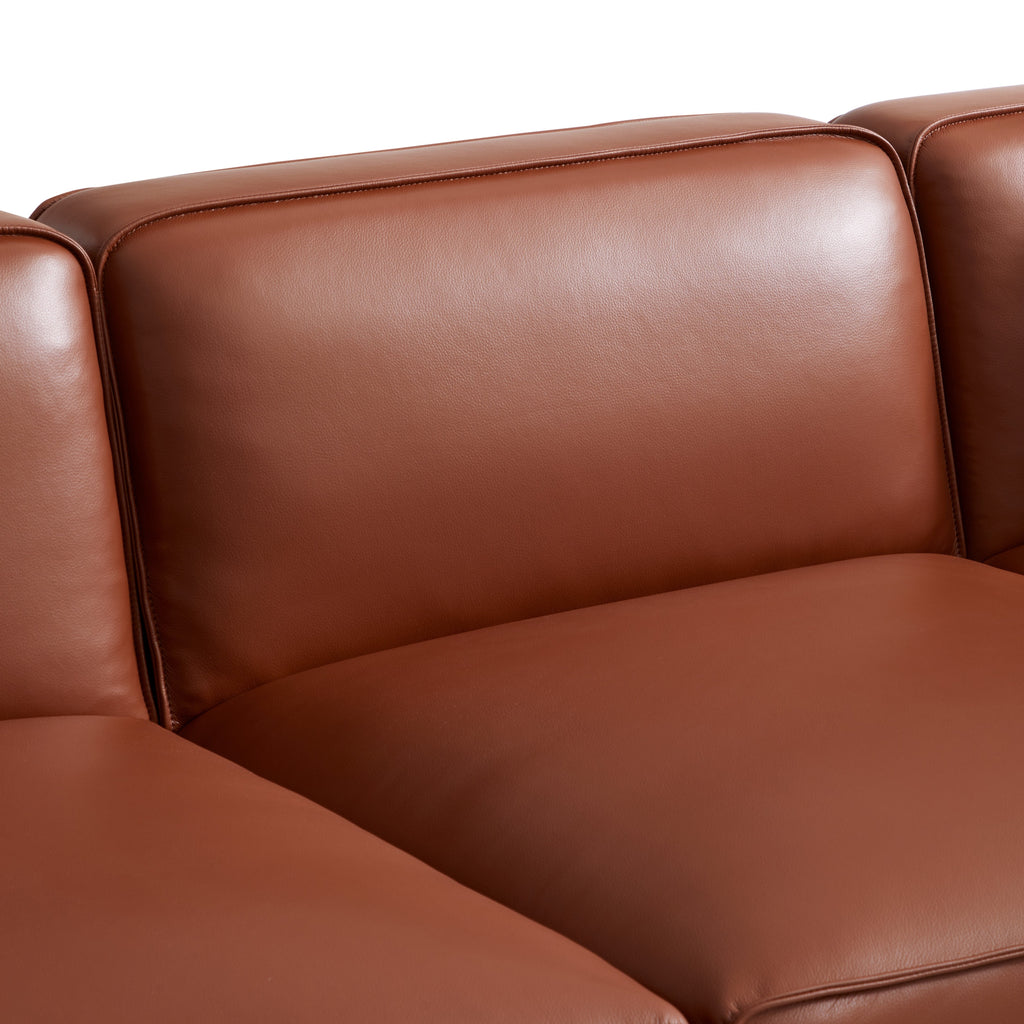Domus Modular Brown Leather L-Shaped Sectional