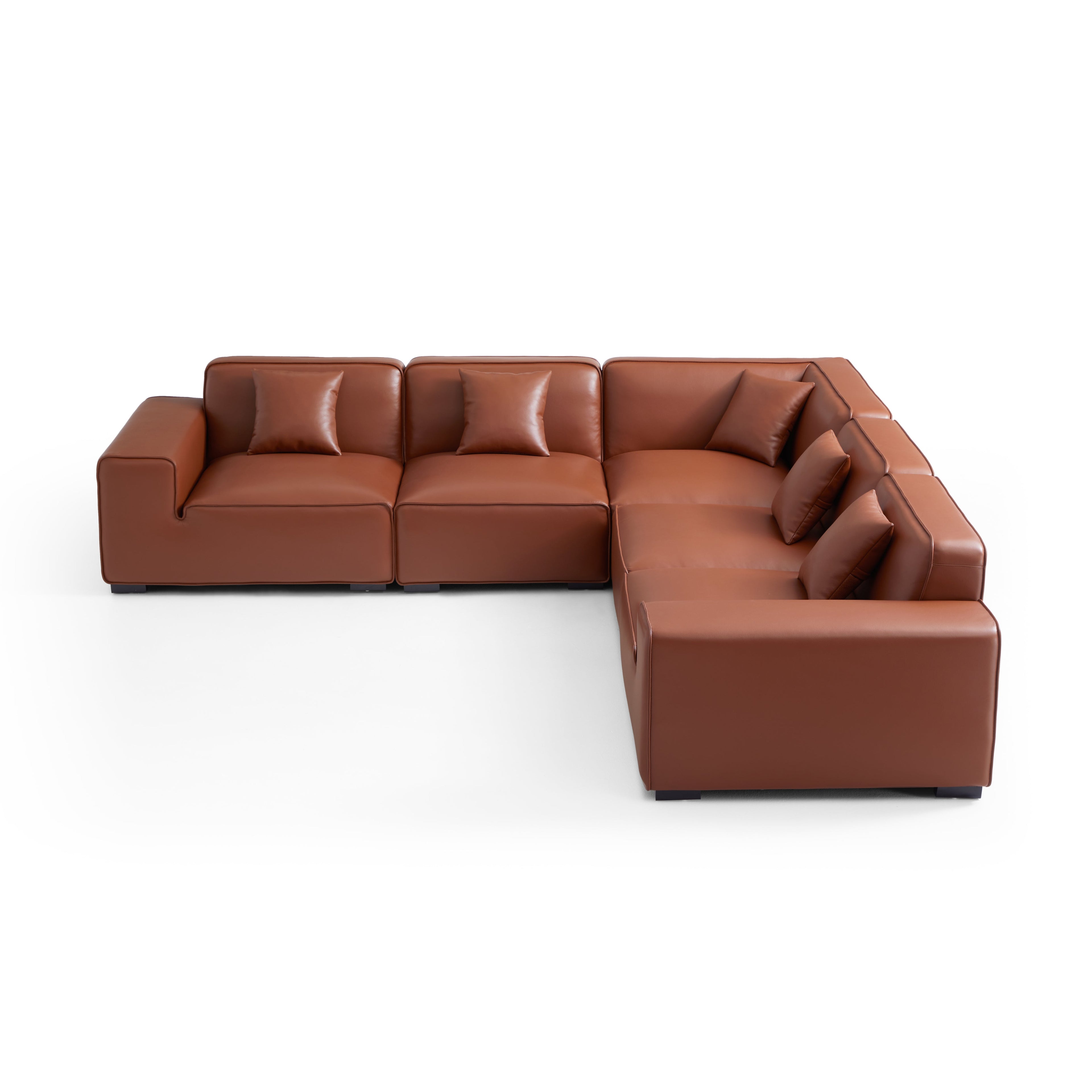 Domus Modular Brown Leather L-Shaped Sectional