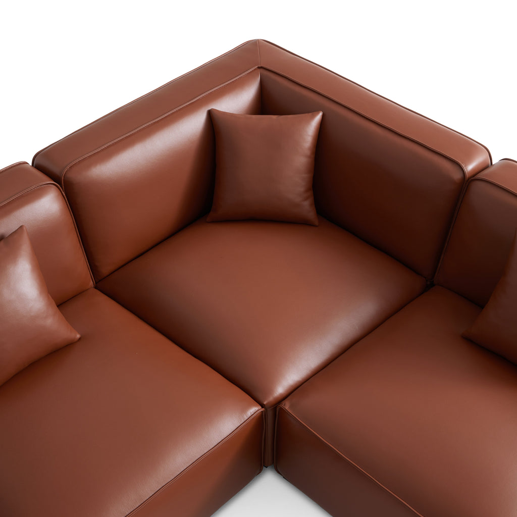 Domus Modular Black Leather L-Shaped Sectional