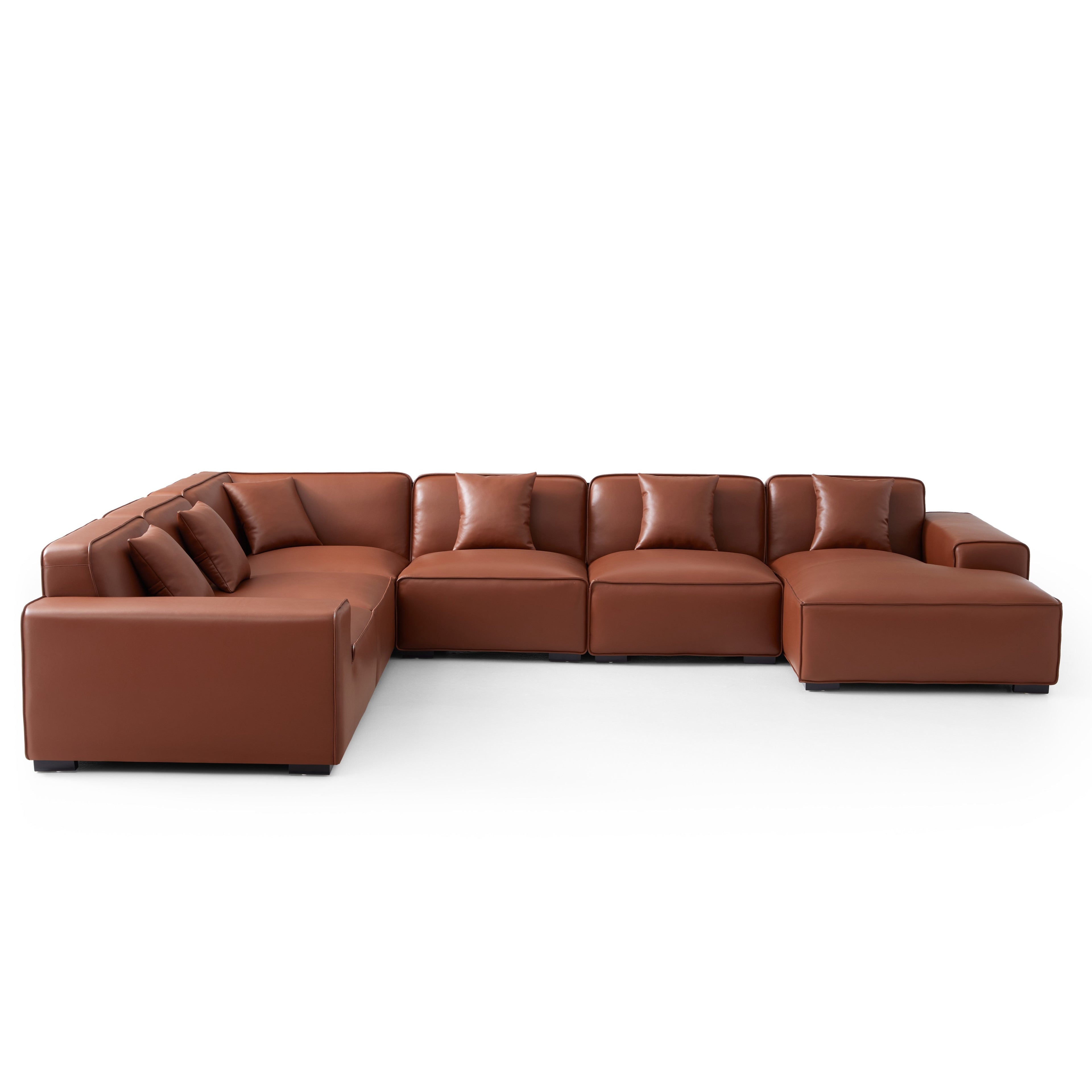 Domus Modular Brown Leather U-Shaped Sectional