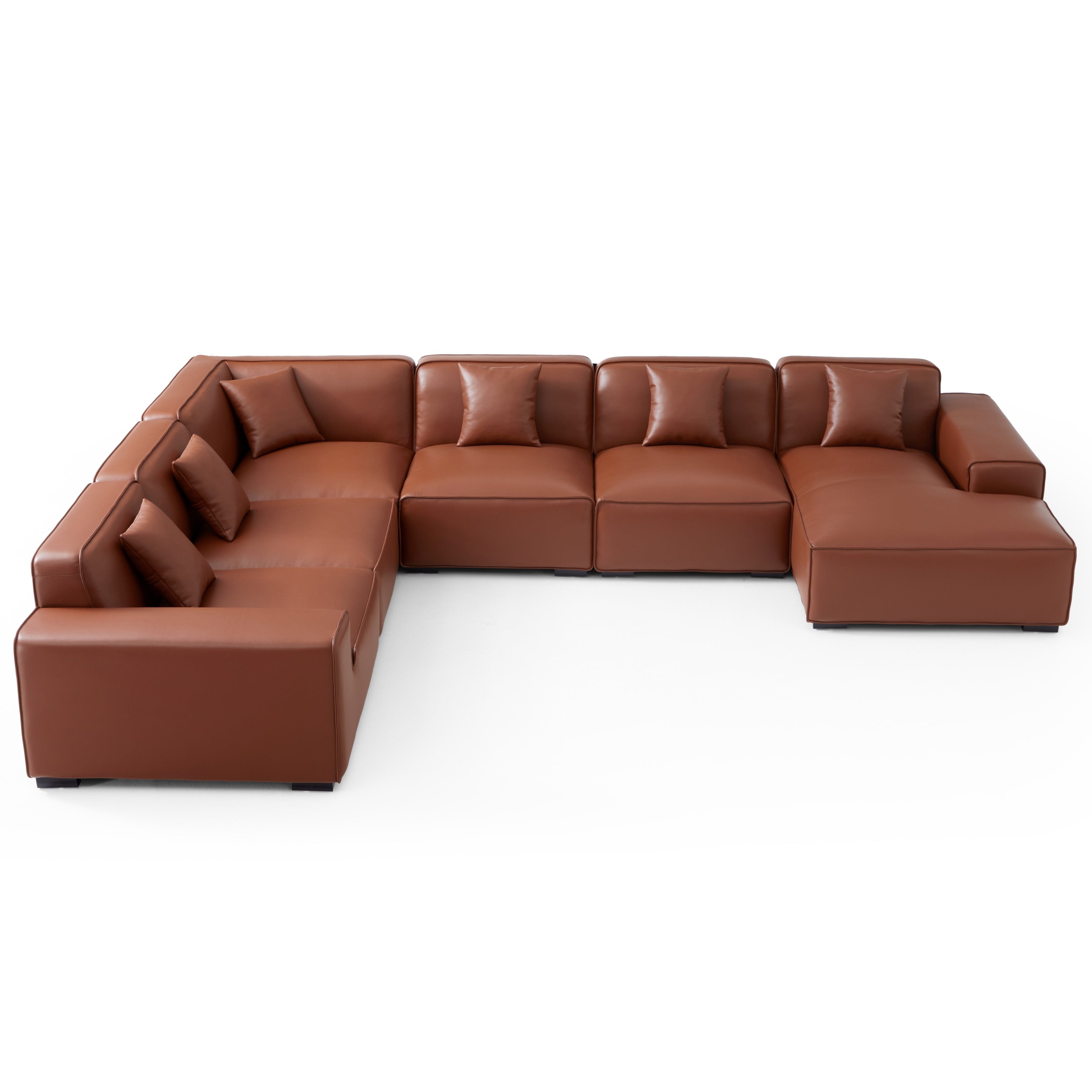 Domus Modular Brown Leather U-Shaped Sectional