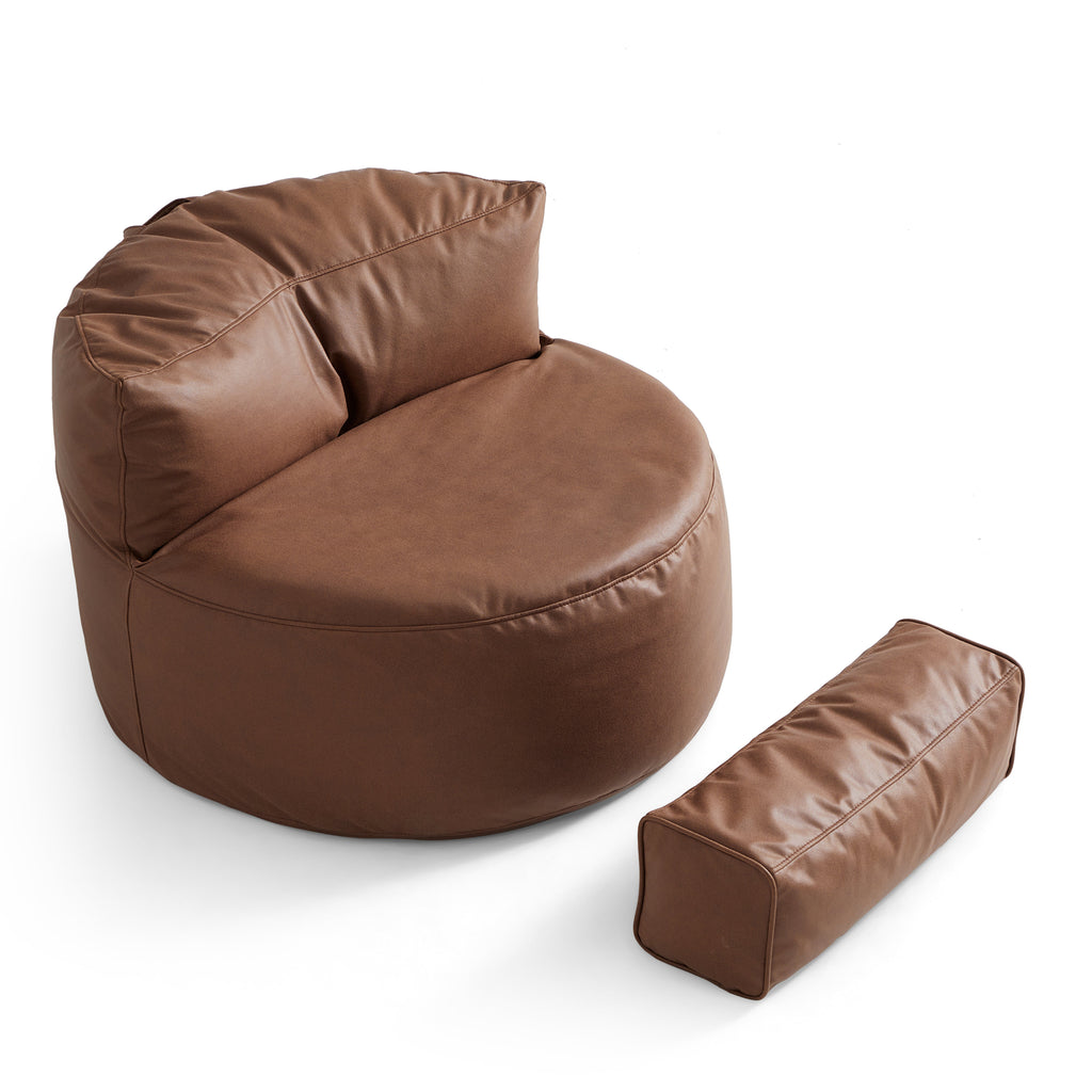 Eclipse lounge Leathaire Dark Gray Beanbag With Ottoman