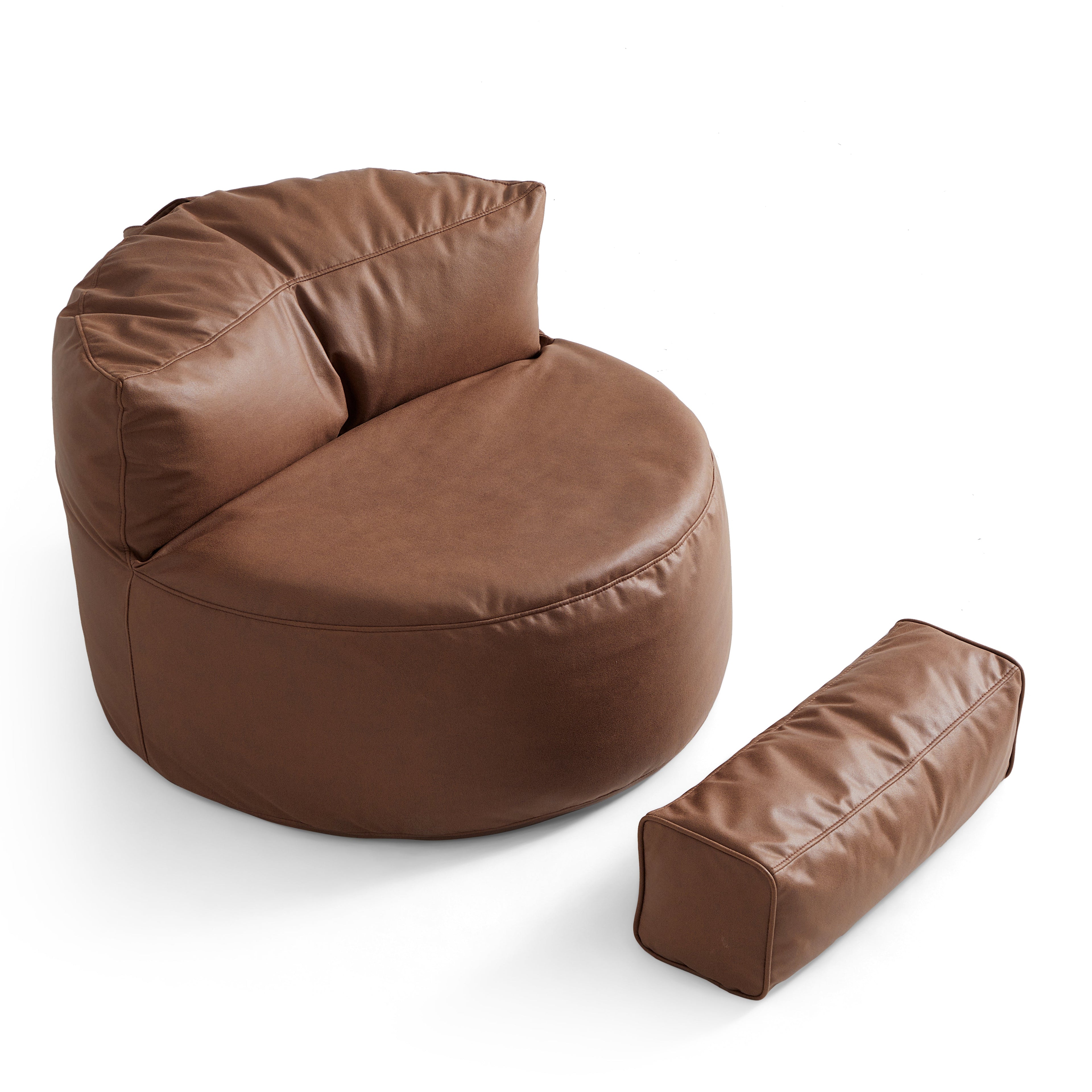 Eclipse lounge Leathaire Dark Gray Beanbag With Ottoman
