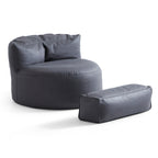 Eclipse lounge Leathaire Dark Gray Beanbag With Ottoman
