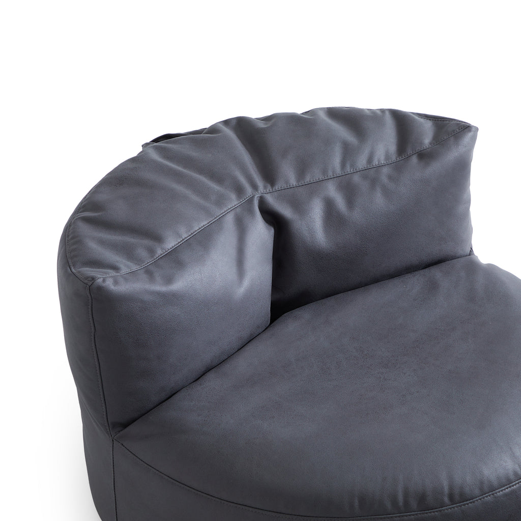 Eclipse lounge Leathaire Dark Gray Beanbag With Ottoman