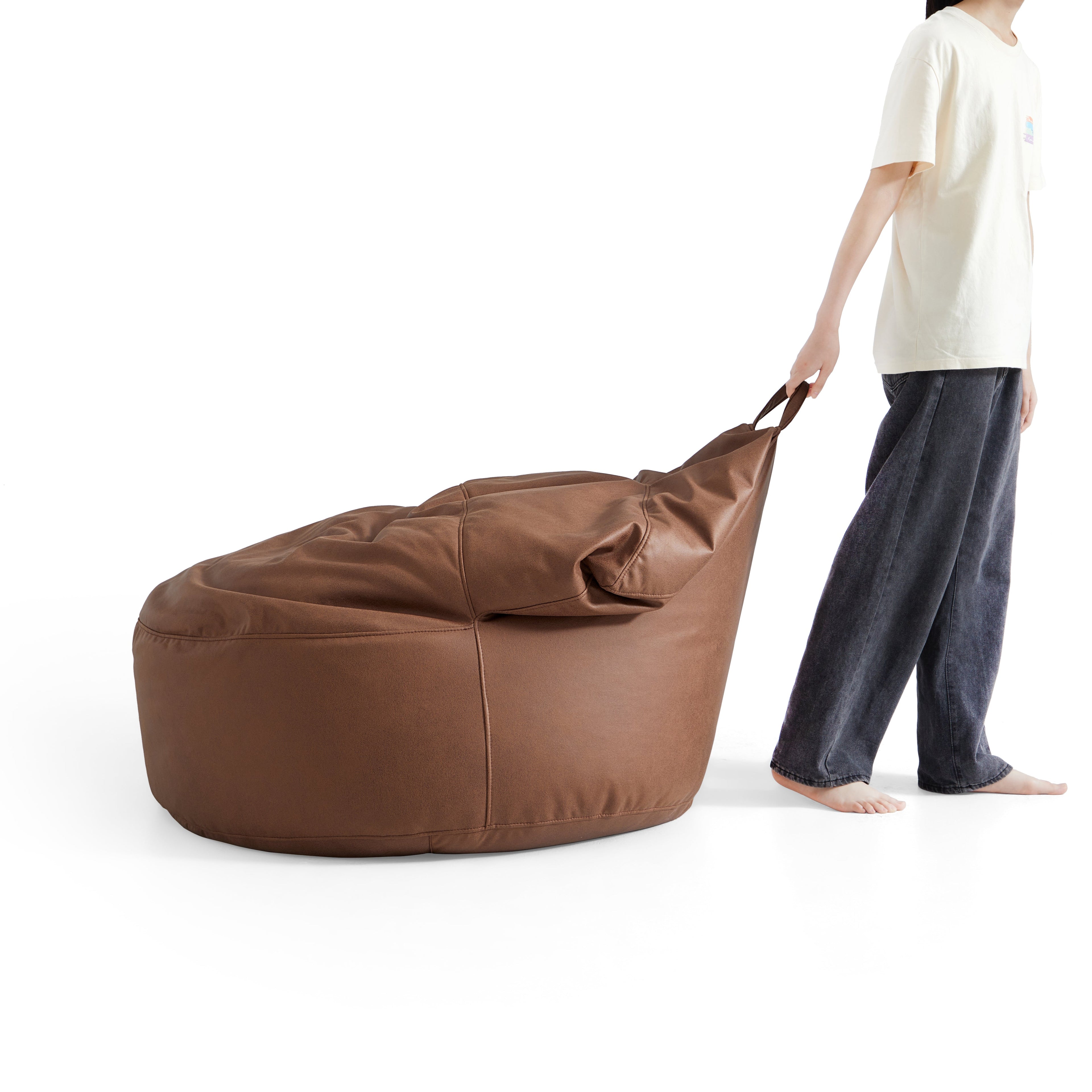 Eclipse lounge Leathaire Dark Gray Beanbag With Ottoman