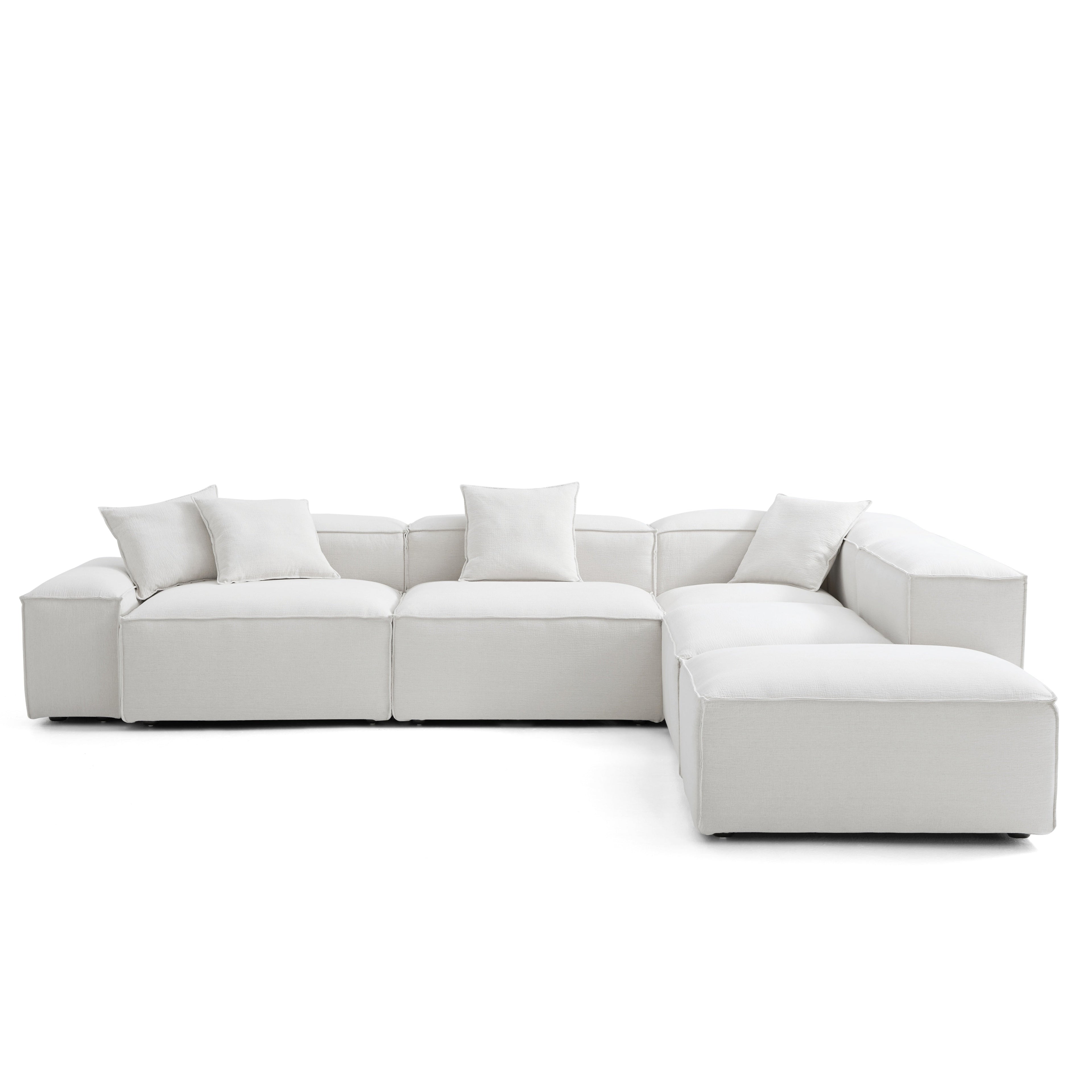 Freedom Modular Khaki L-Shaped Sectional and Ottoman