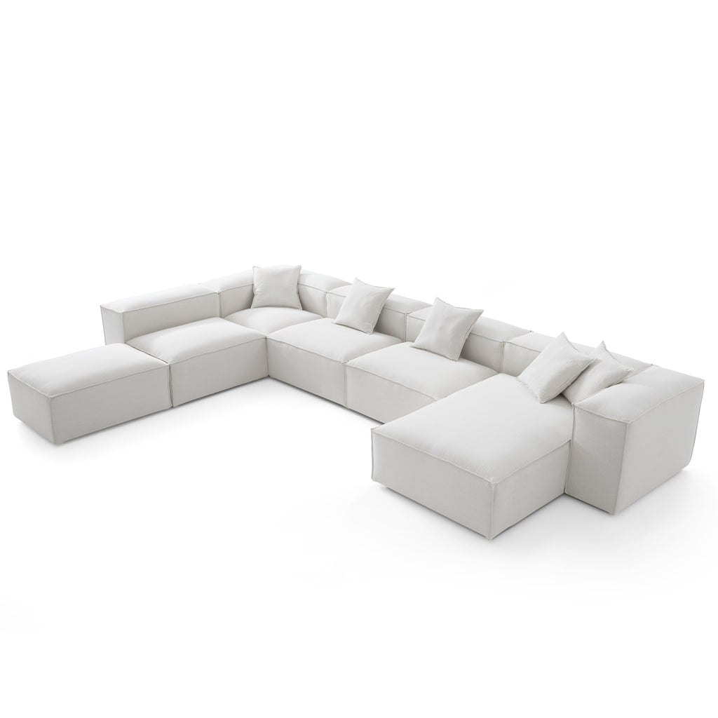 Canapé sectionnel blanc modulaire Freedom à extrémité ouverte