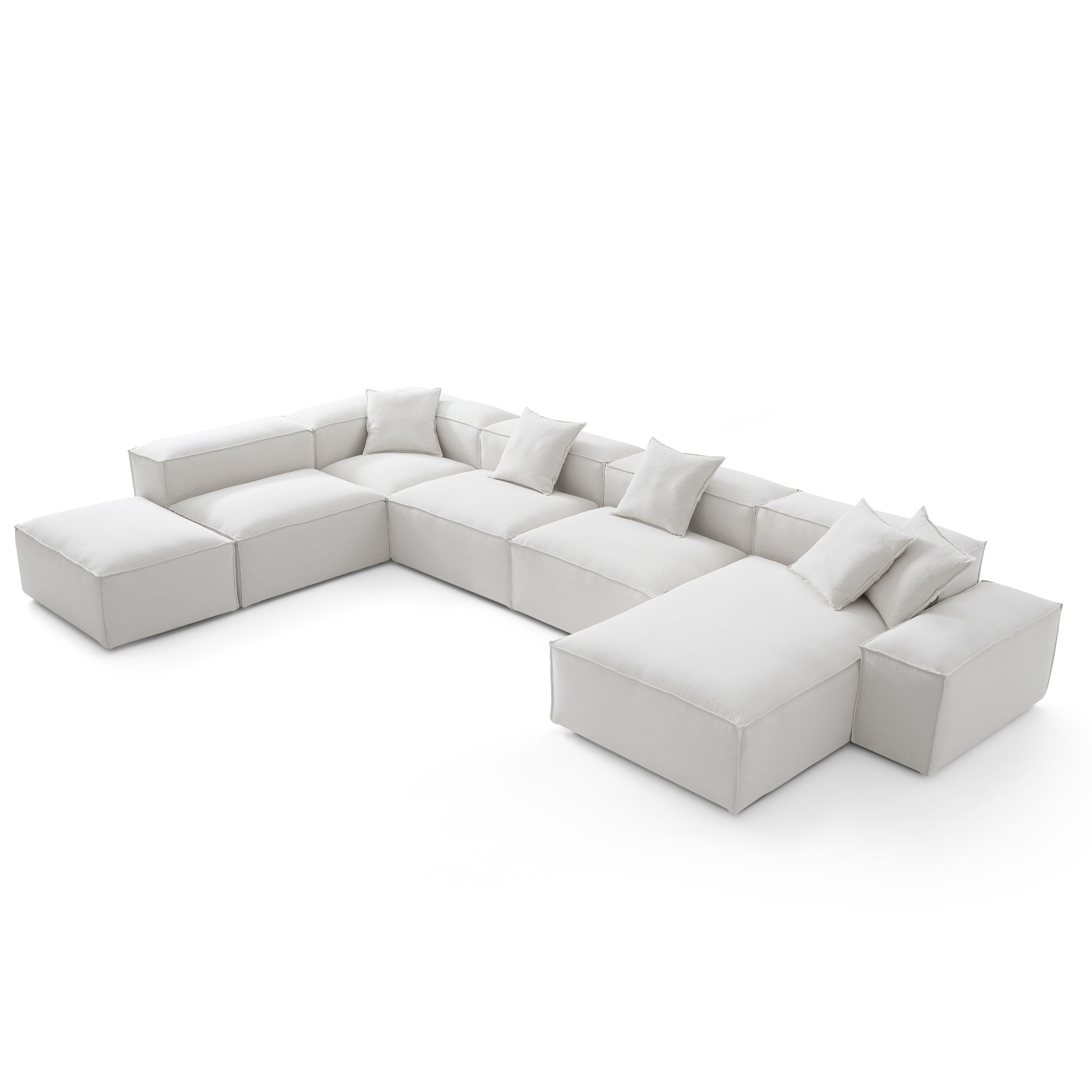 Canapé sectionnel blanc modulaire Freedom à extrémité ouverte