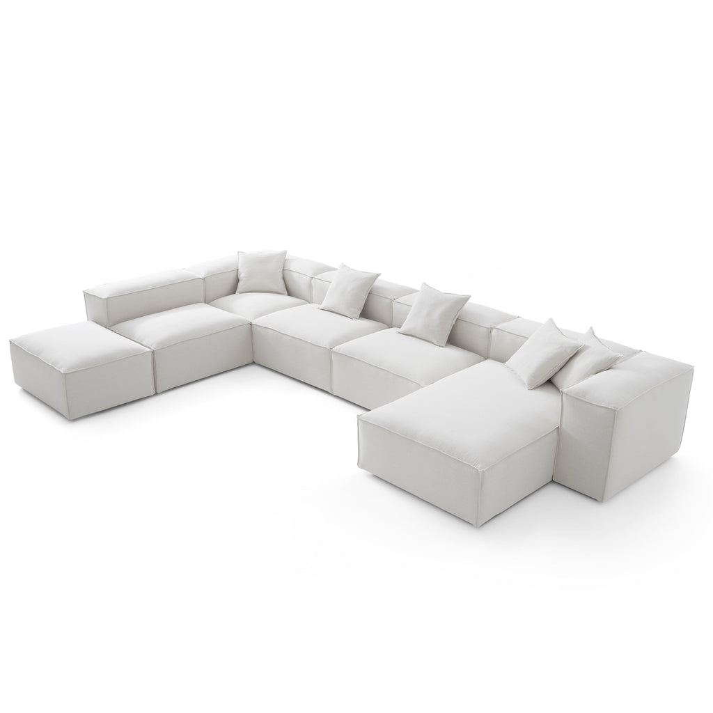 Canapé sectionnel blanc modulaire Freedom à extrémité ouverte