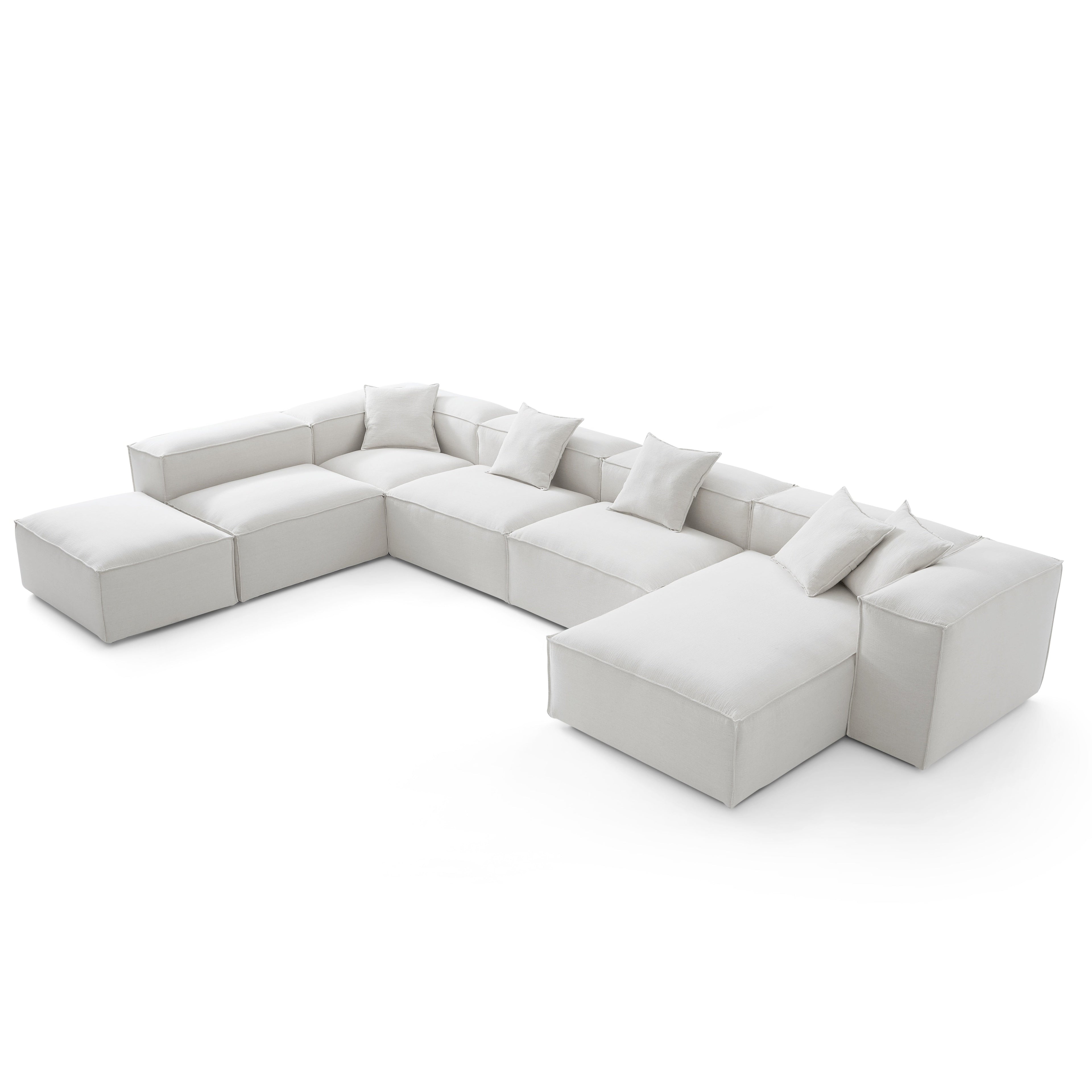 Canapé sectionnel blanc modulaire Freedom à extrémité ouverte