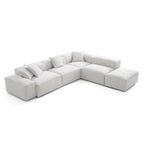 Canapé modulable blanc en L et pouf Freedom