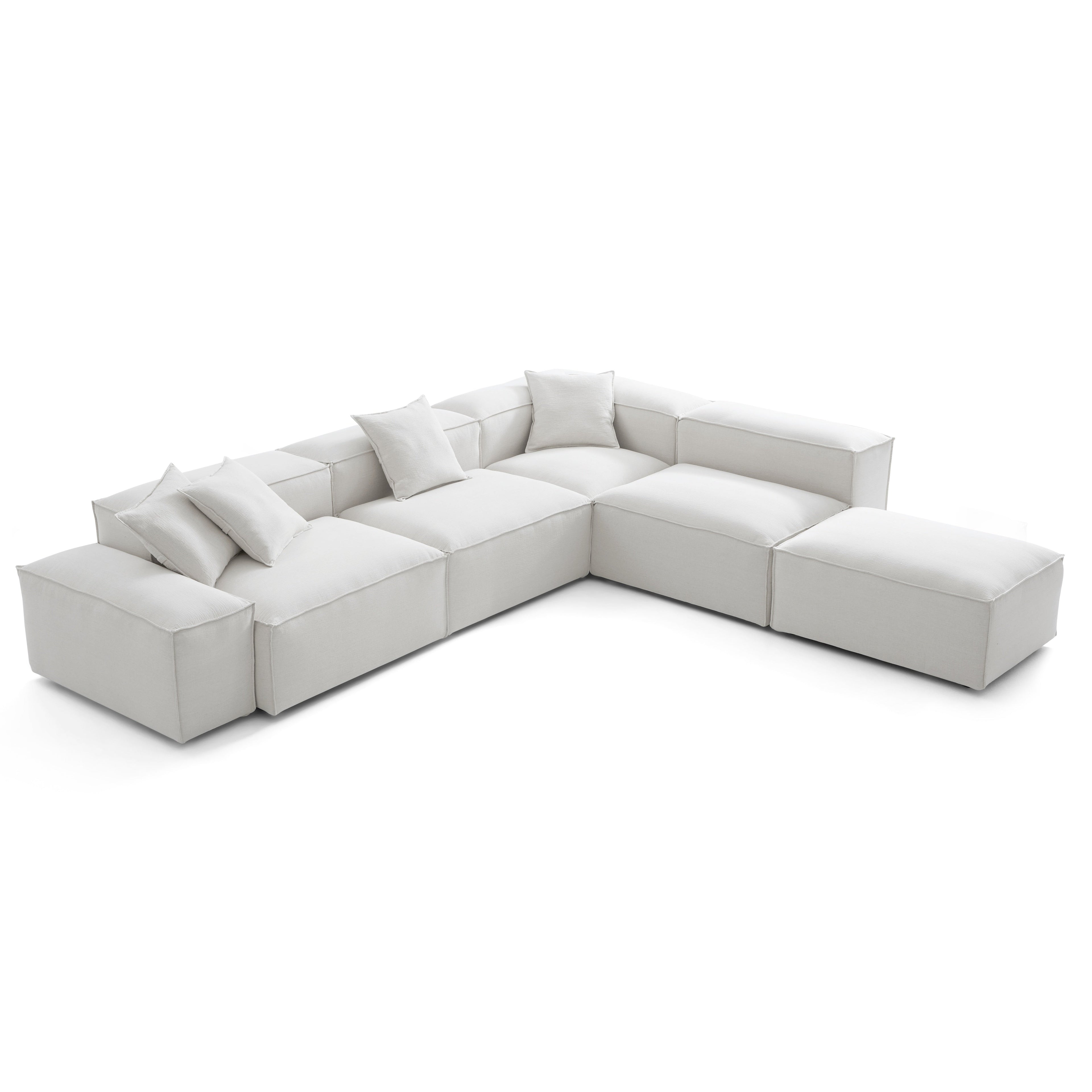 Canapé modulable blanc en L et pouf Freedom