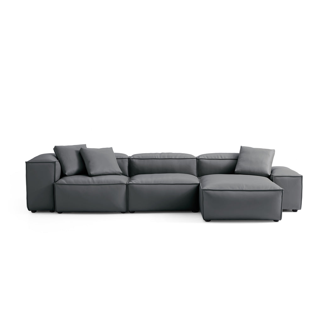 Cube Modular Beige Genuine Leather Sectional