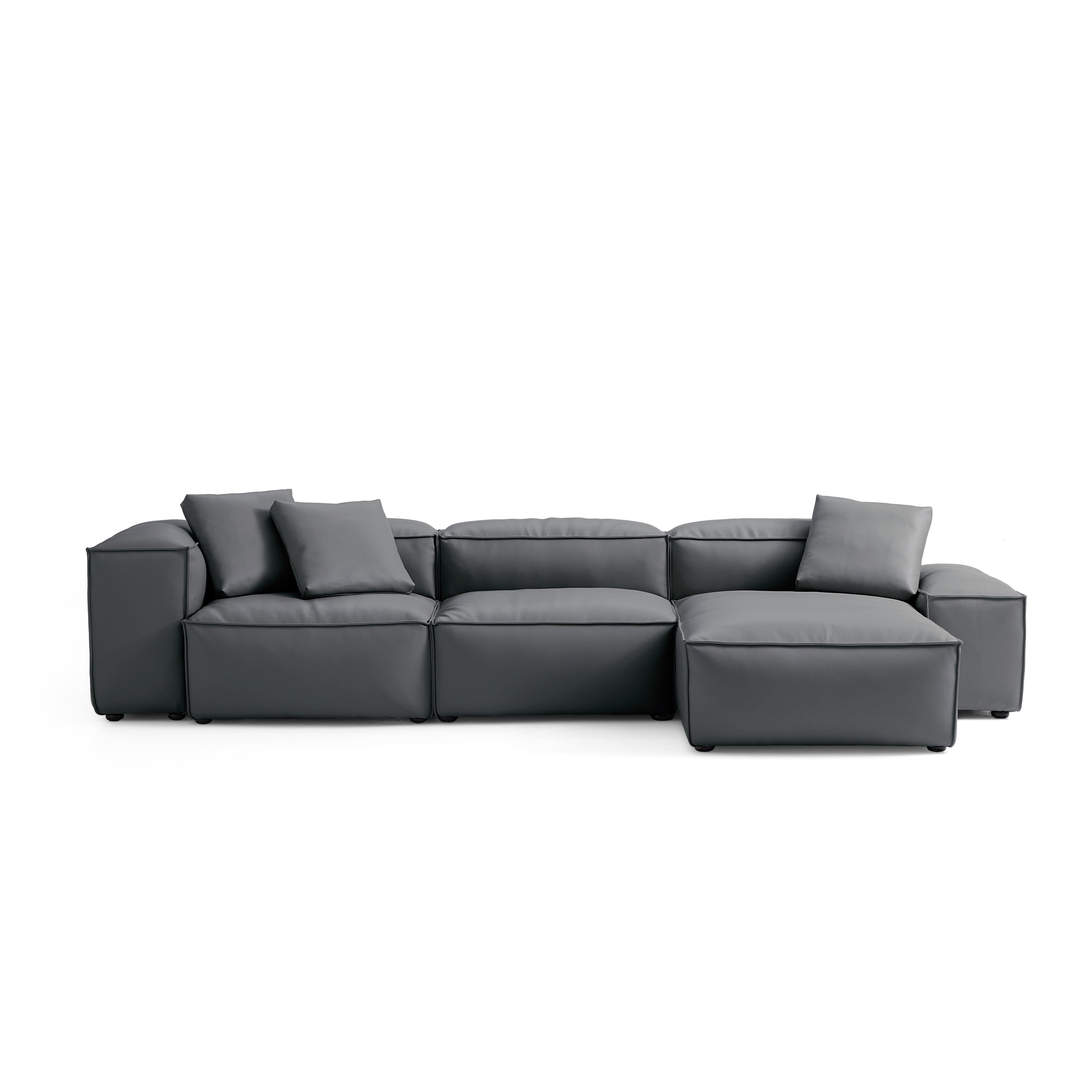 Cube Modular Beige Genuine Leather Sectional
