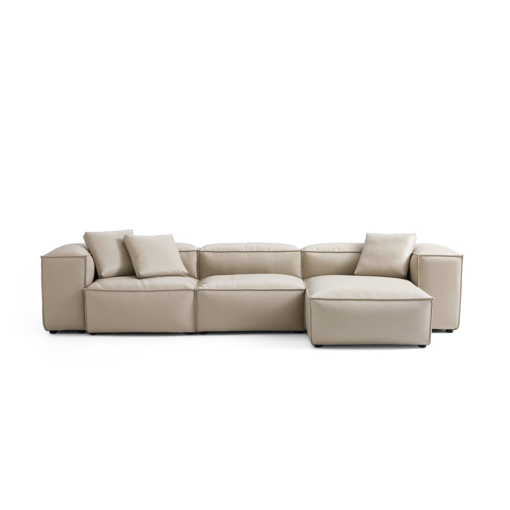 Cube Modular Black Genuine Leather Sectional