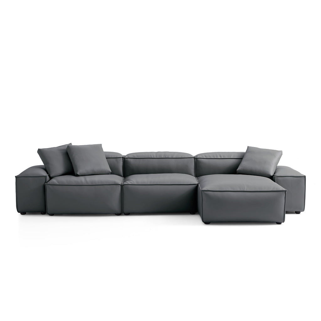 Cube Modular Beige Genuine Leather Sectional