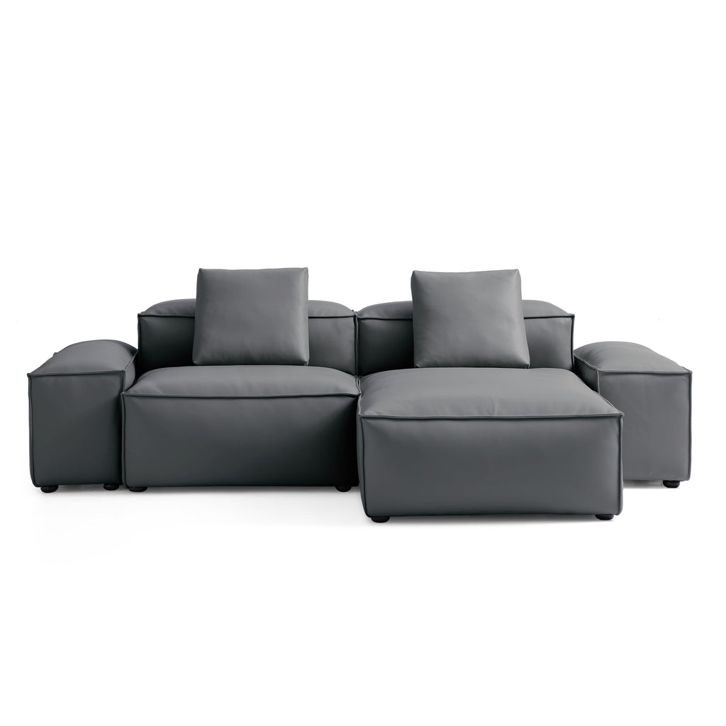 Cube Modular Brown Genuine Leather Sectional