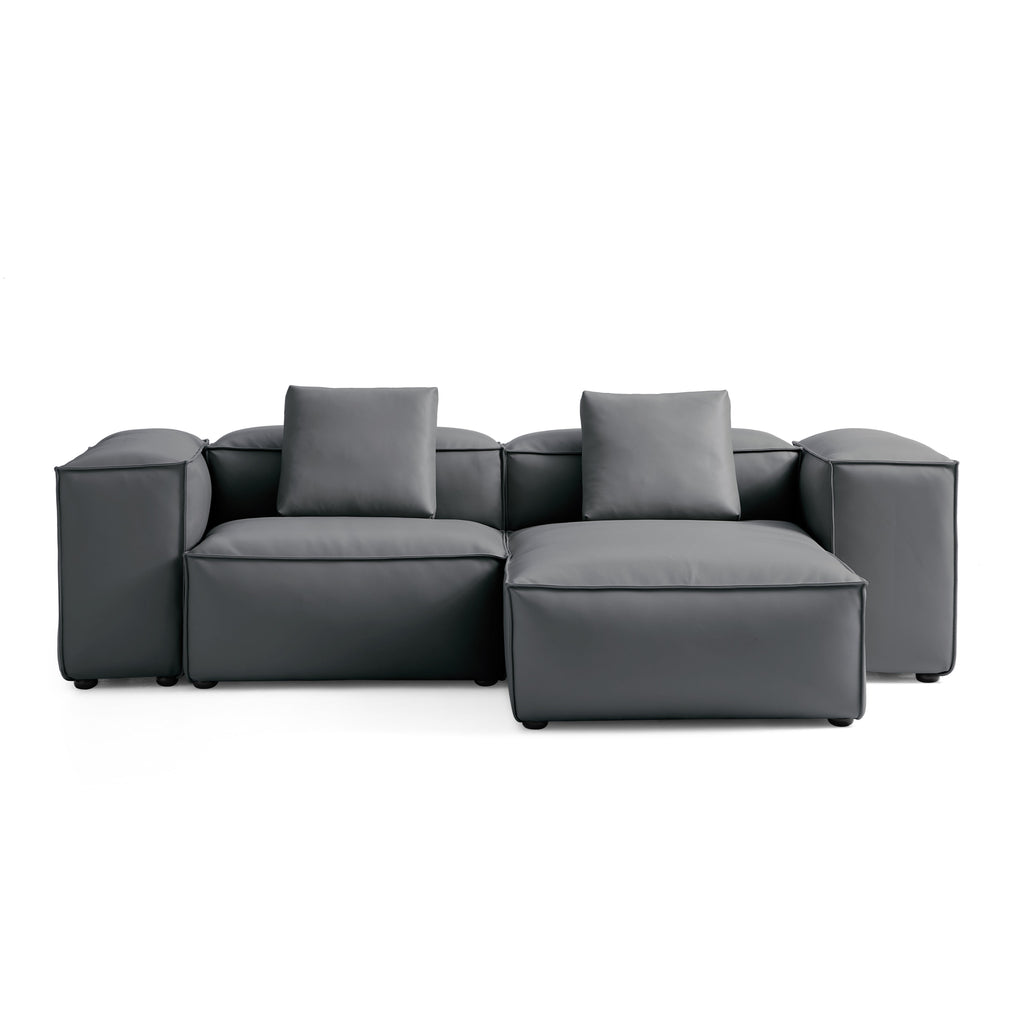Cube Modular Beige Genuine Leather Sectional