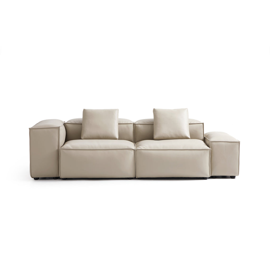 Cube Modular Black Genuine Leather Sofa