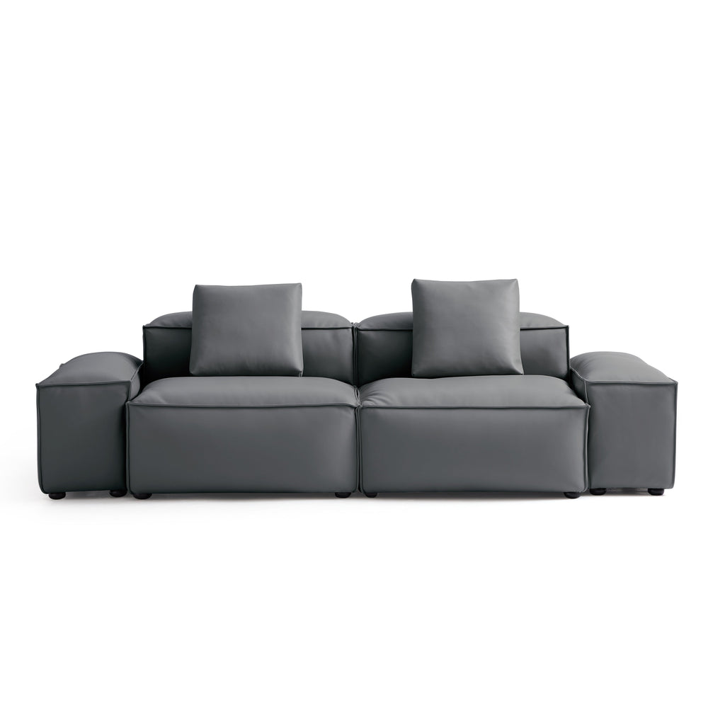 Cube Modular Black Genuine Leather Sofa