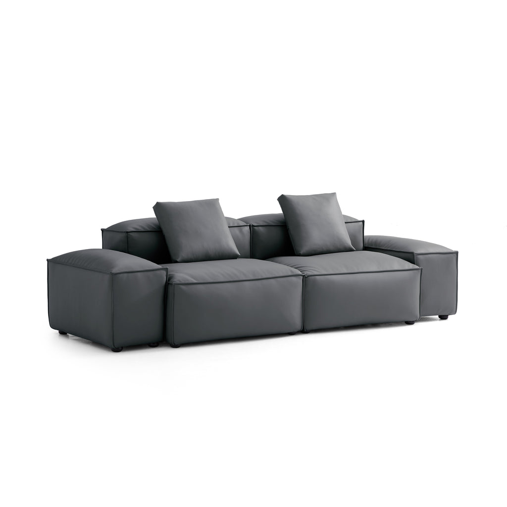 Cube Modular Black Genuine Leather Sofa