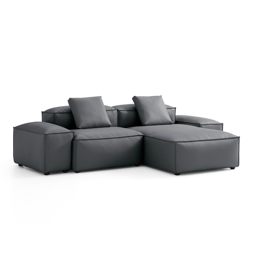Cube Modular Beige Genuine Leather Sectional