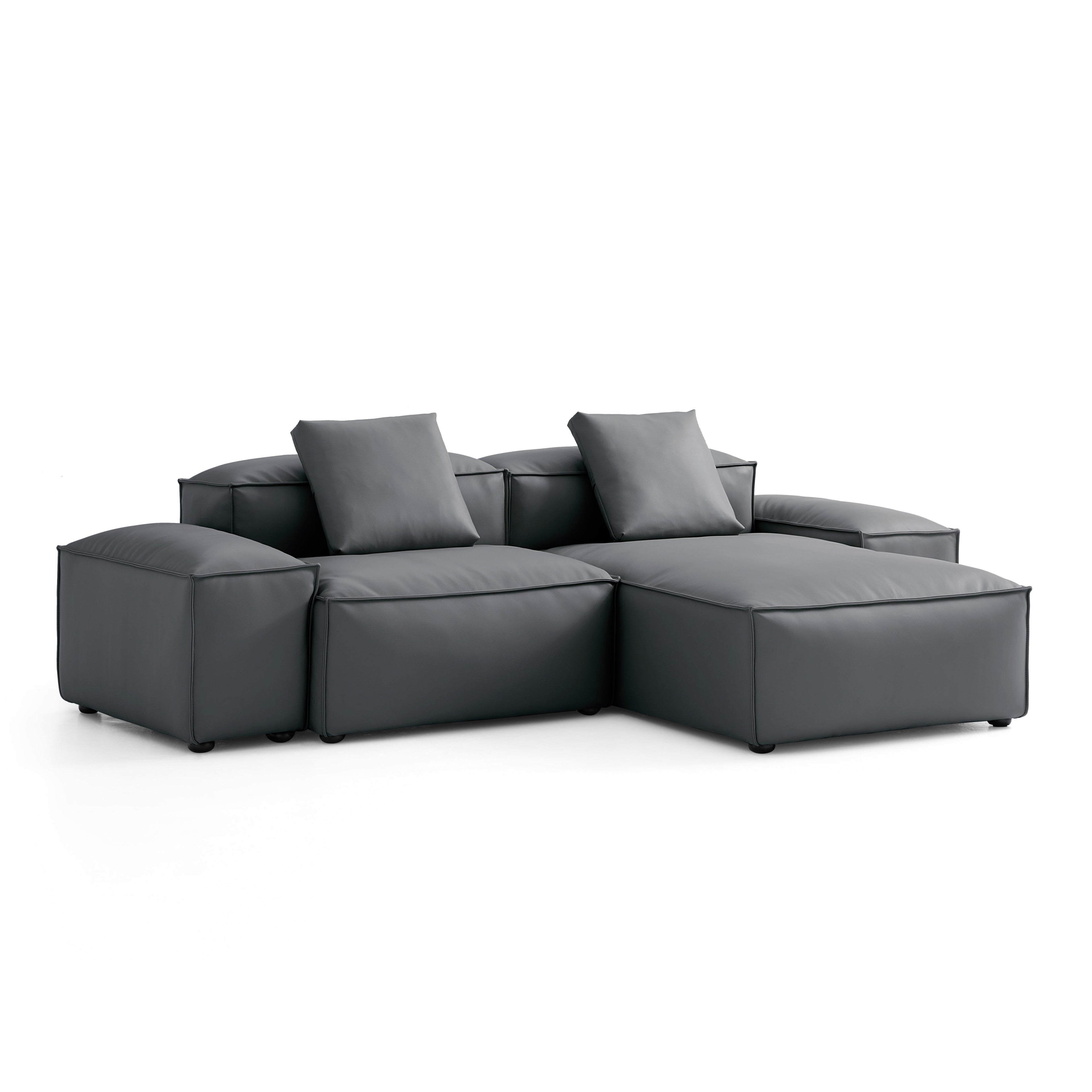 Cube Modular Beige Genuine Leather Sectional