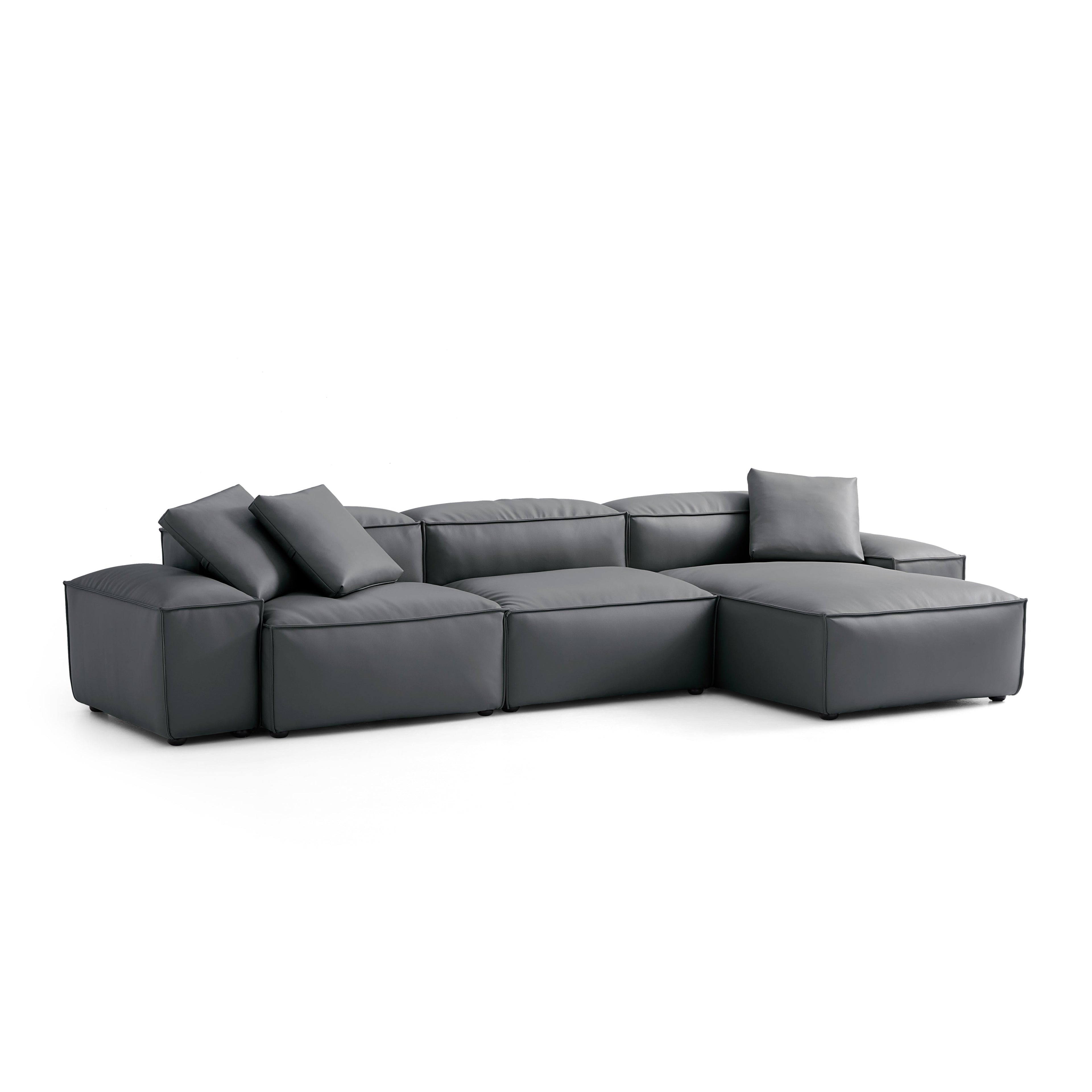 Cube Modular Dark Gray Genuine Leather Sectional