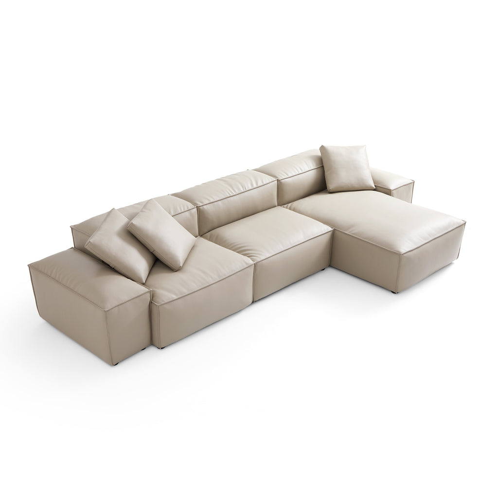 Cube Modular Brown Genuine Leather Sectional