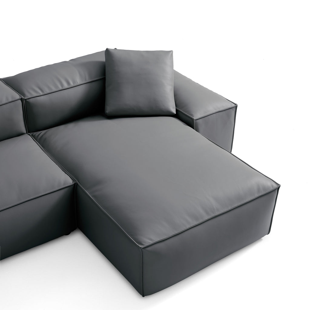 Cube Modular Beige Genuine Leather Sectional
