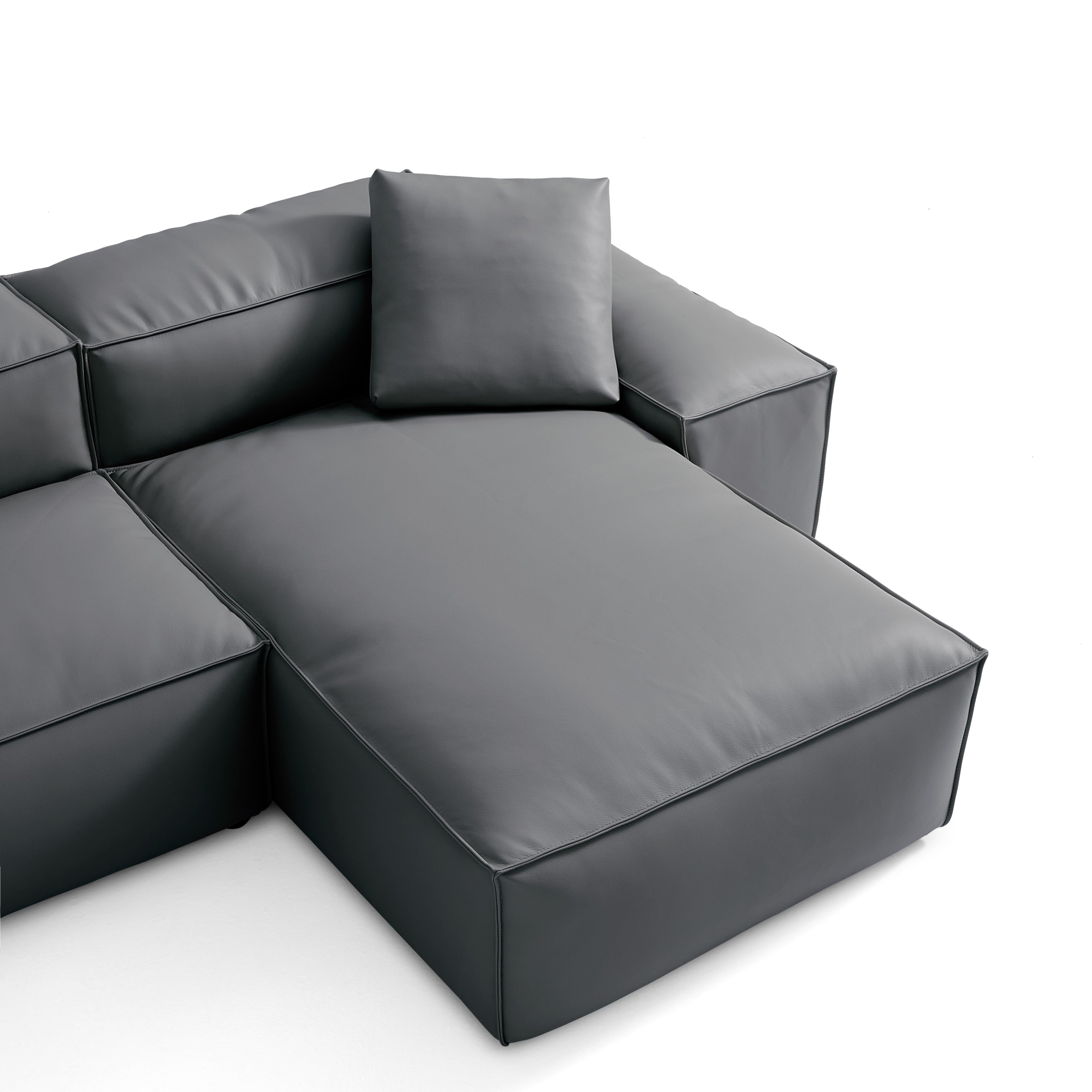 Cube Modular Beige Genuine Leather Sectional