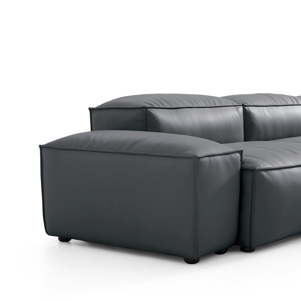 Cube Modular Beige Genuine Leather Sofa