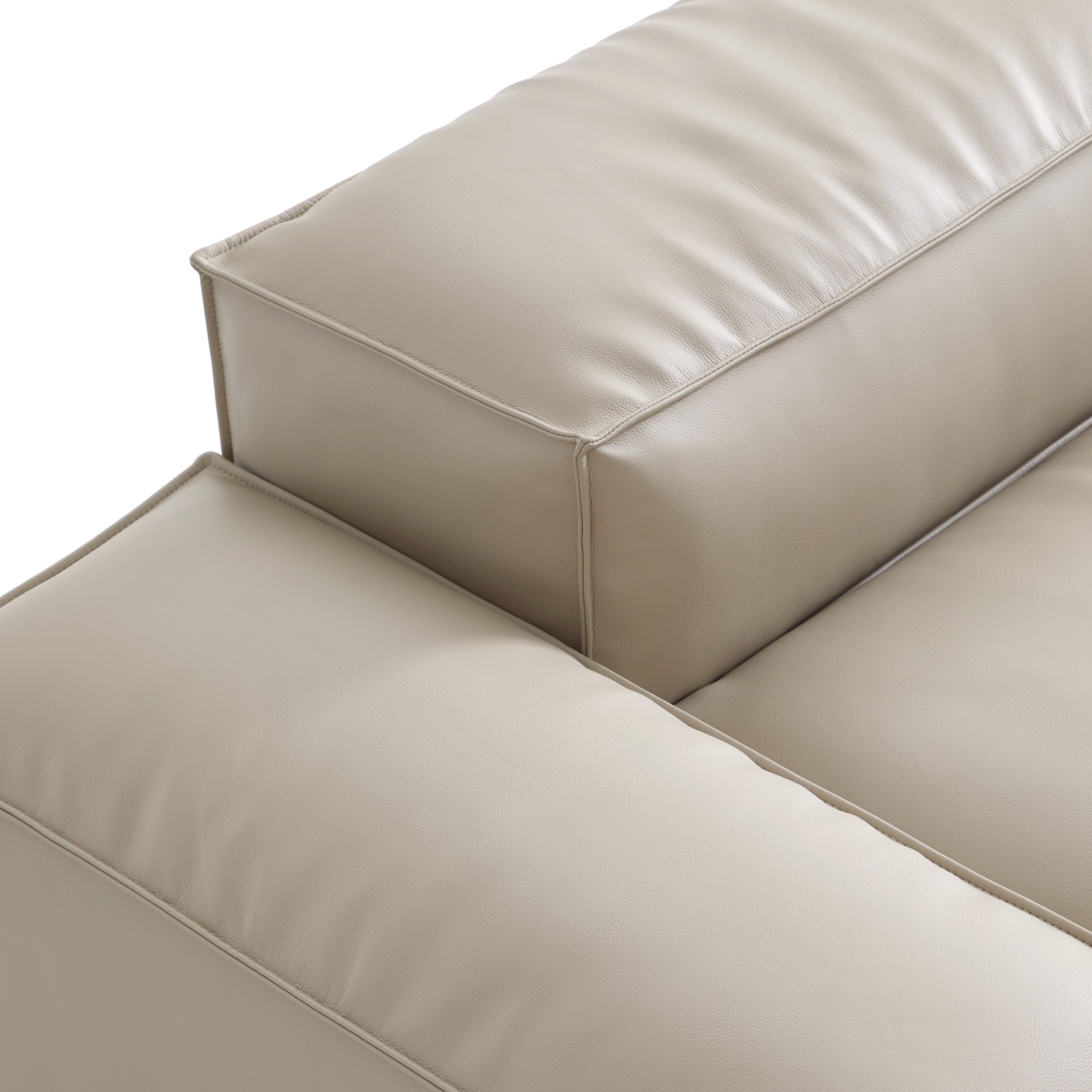 Cube Modular Black Genuine Leather Sofa