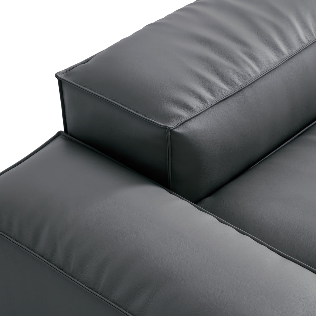 Cube Modular Beige Genuine Leather Sofa