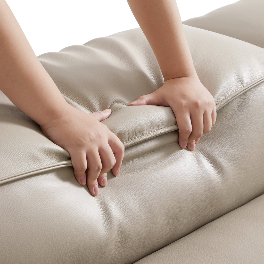 Cube Modular Beige Genuine Leather Sofa