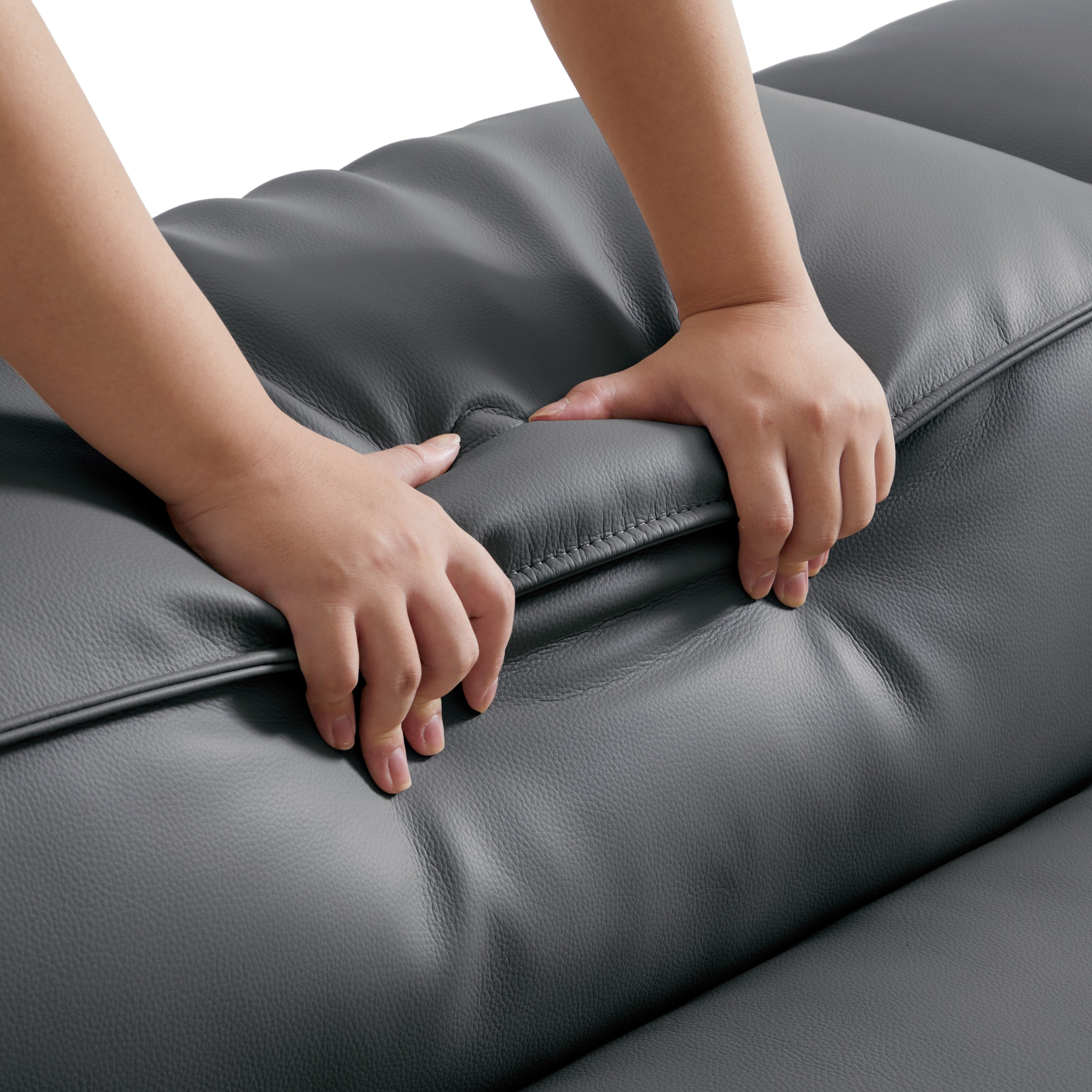 Cube Modular Black Genuine Leather Armchair