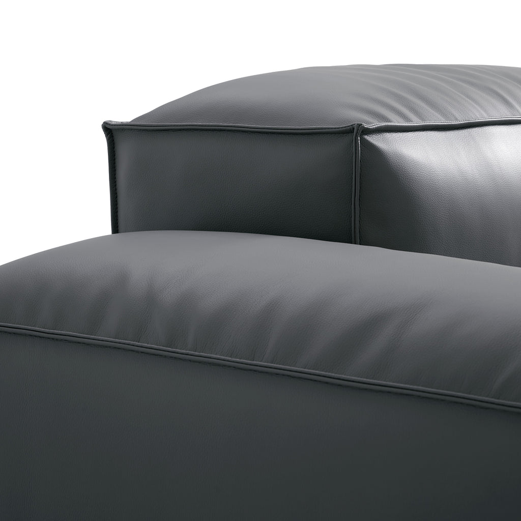 Cube Modular Black Genuine Leather Double-Sided Sectional